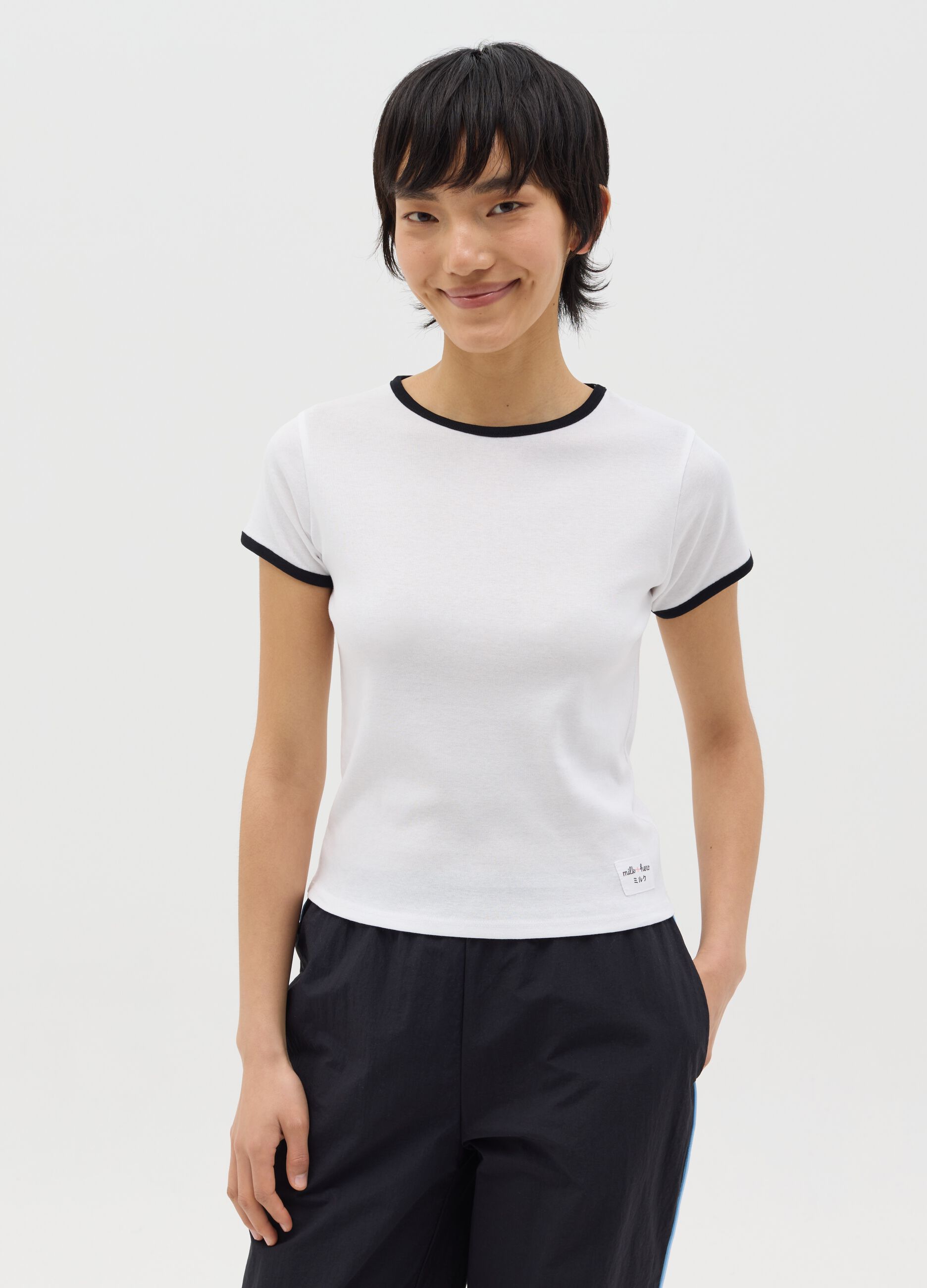 White slim-fit T-shirt in cotton