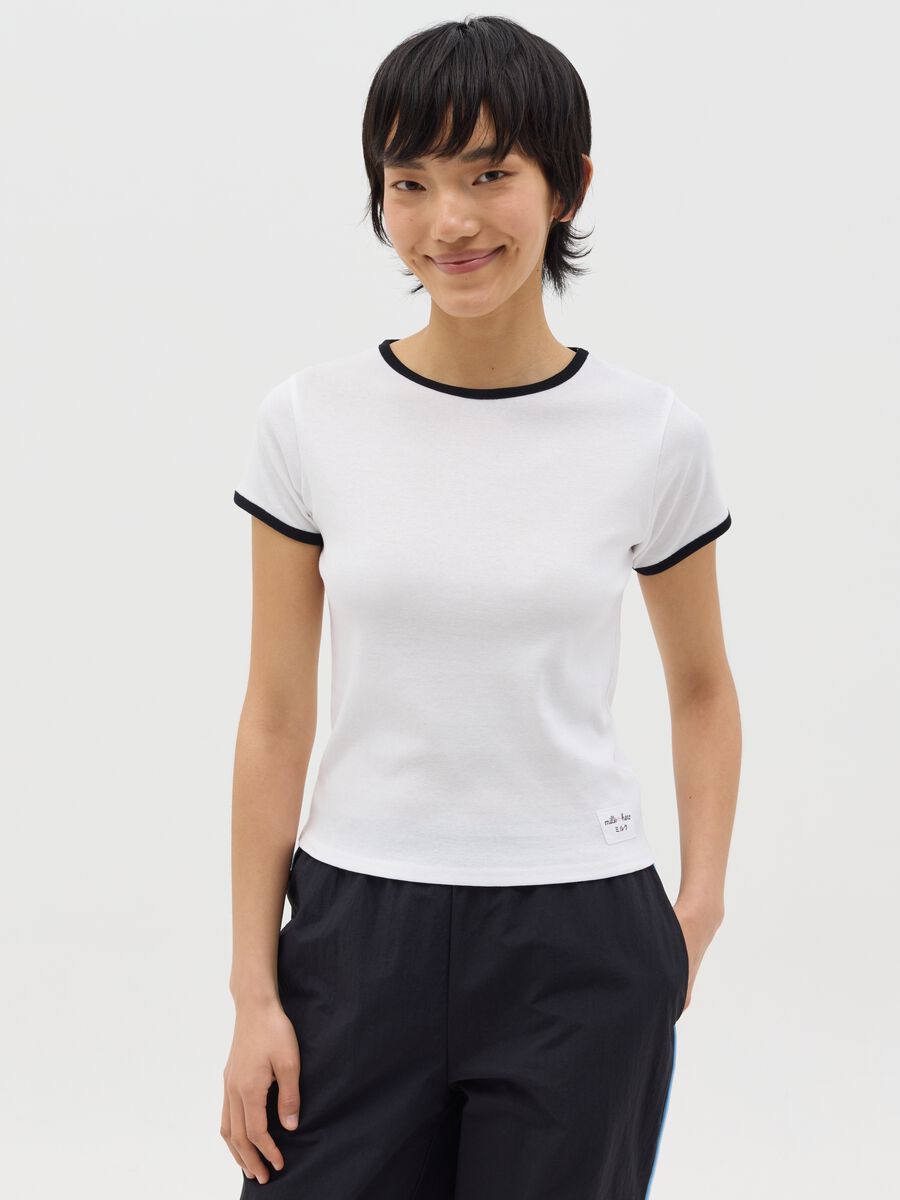 White slim-fit T-shirt in cotton_0