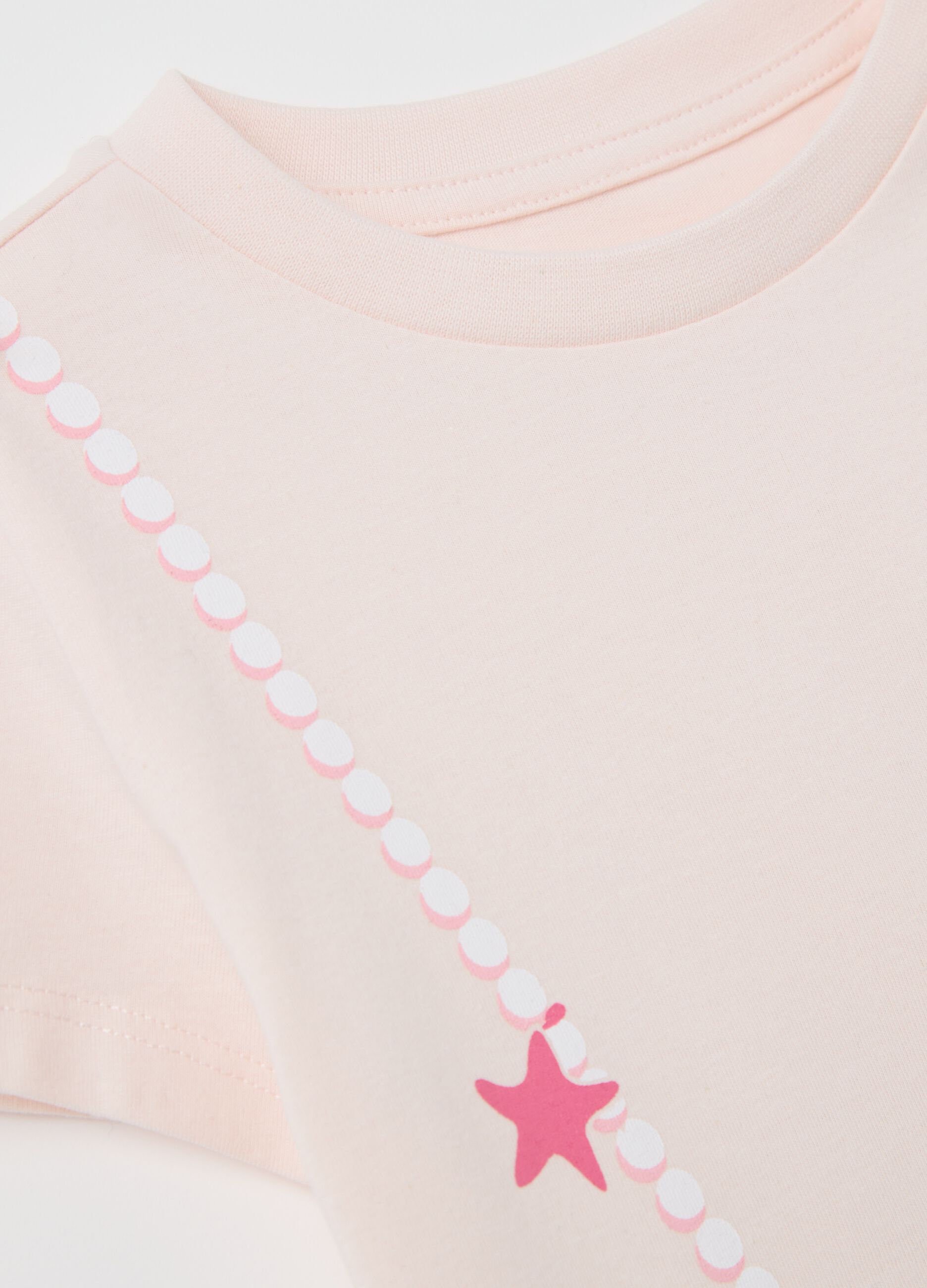 Pink T-shirt in cotton with glitter print
