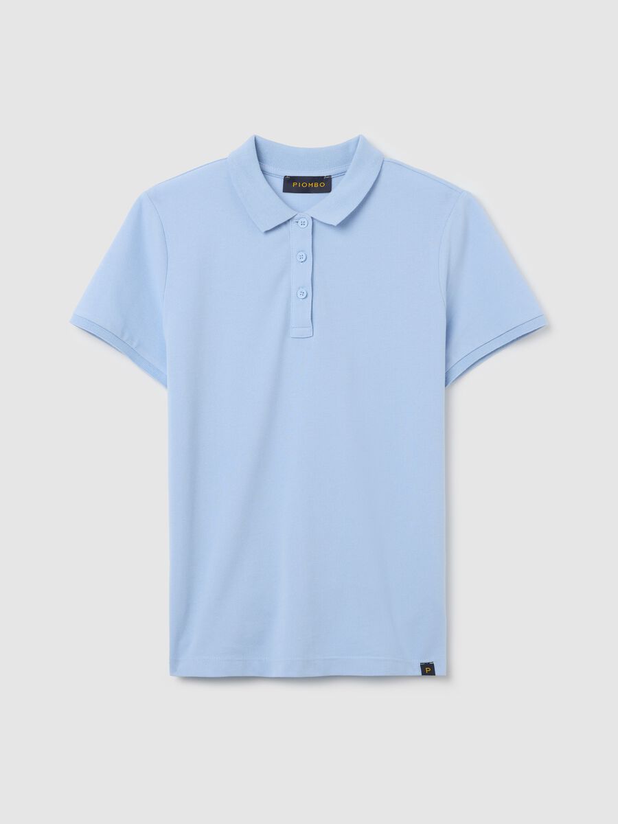 Polo a maniche corte in piquet azzurra_4