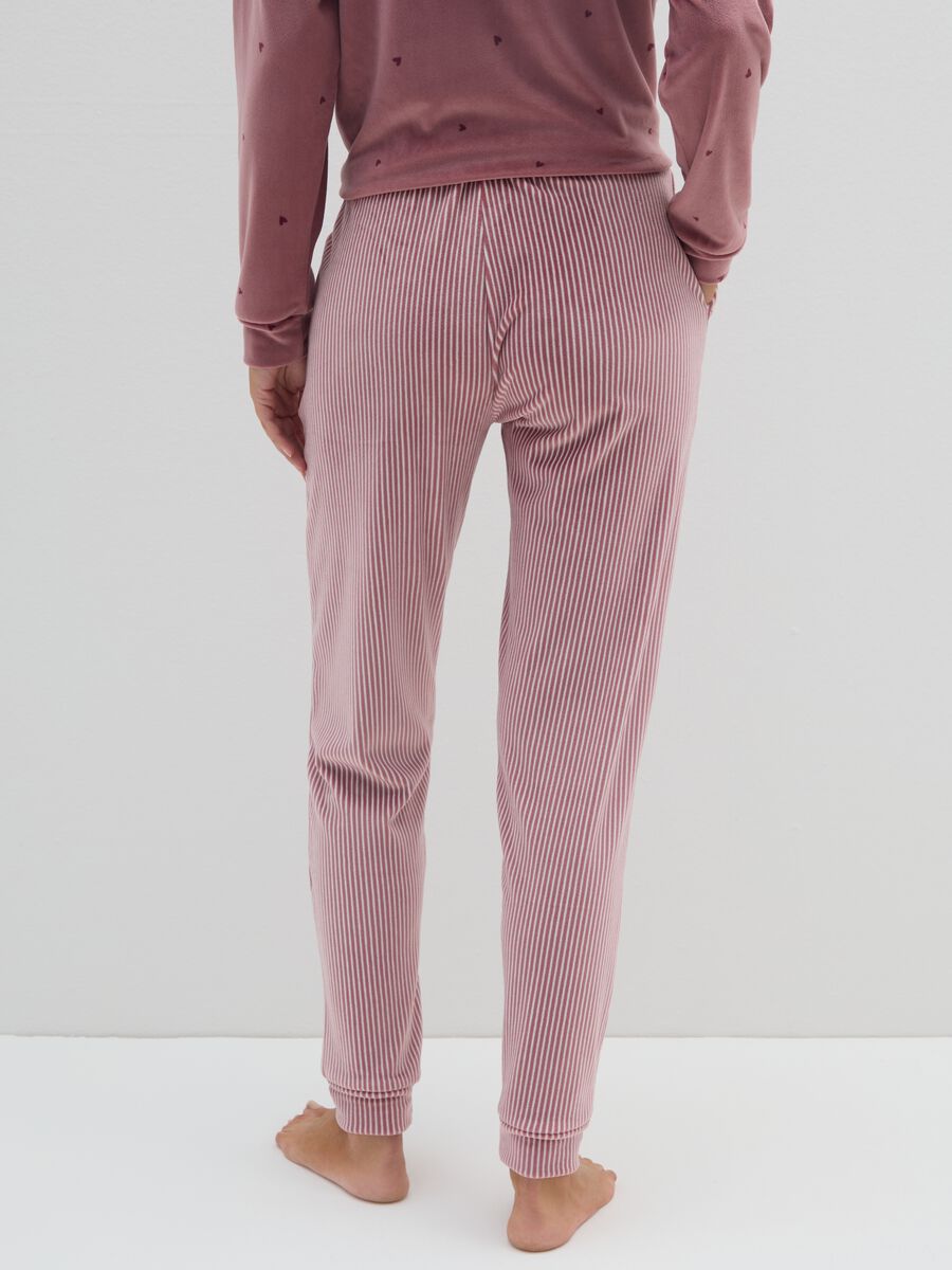 Pantaloni pigiama a righe rosa con coulisse regolabile_2
