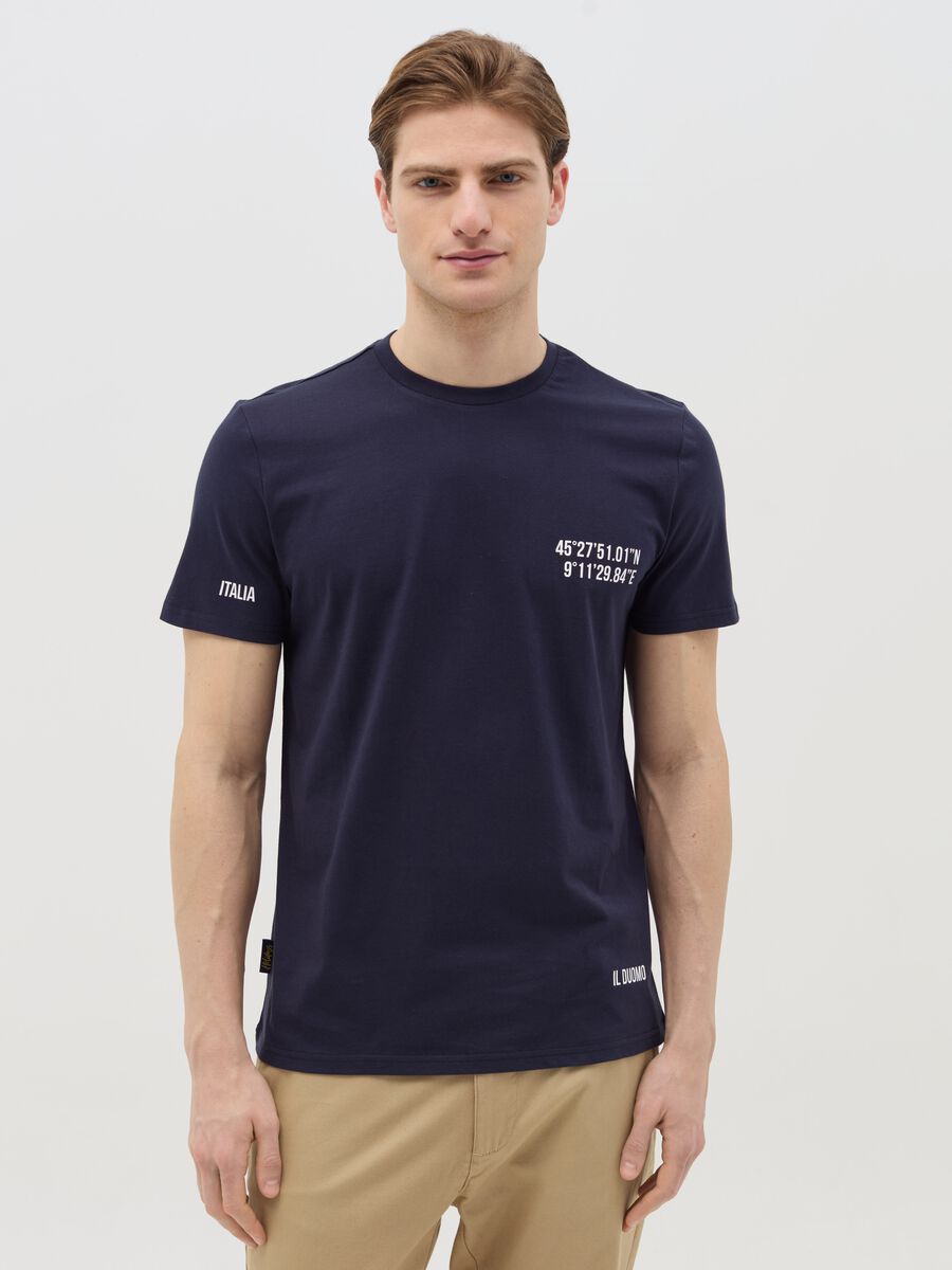 Cotton T-shirt with The Cathedral coordinates print_0