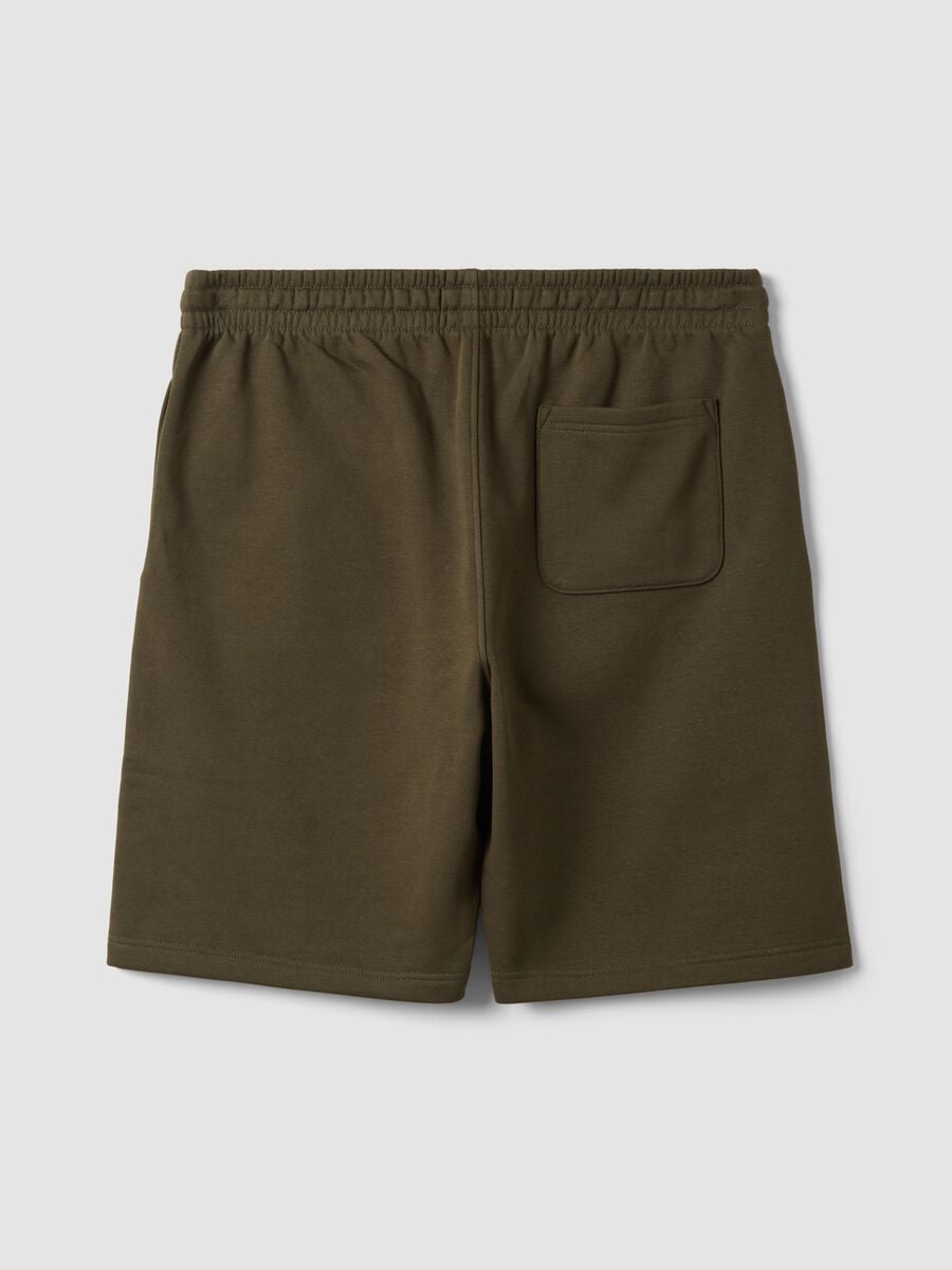 Shorts verdi in misto cotone con vita elasticizzata regular fit_1