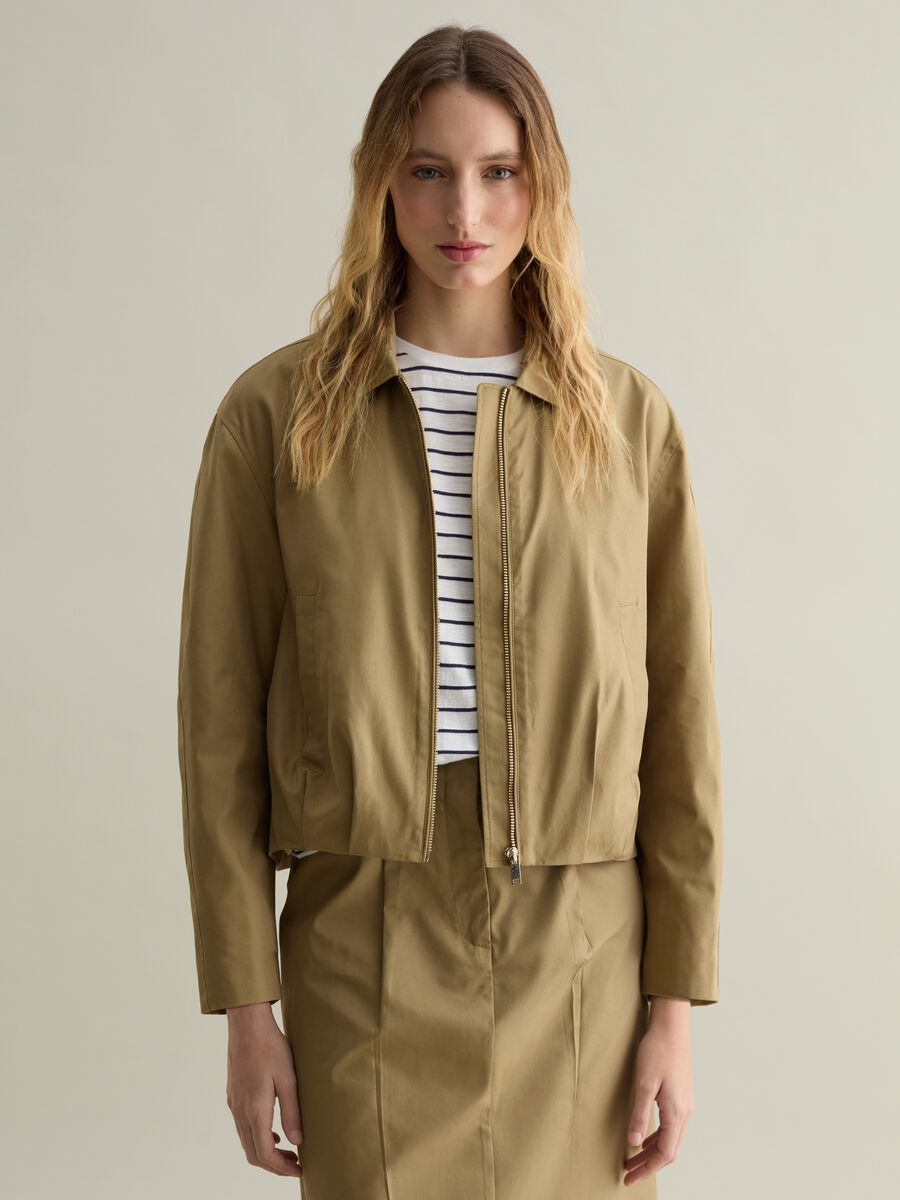 Full-zip bomber jacket with collar_0