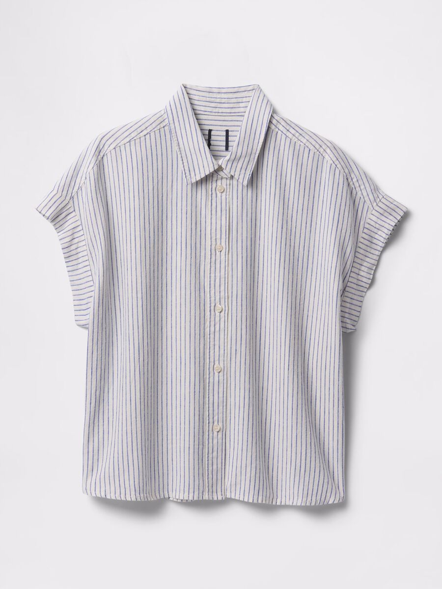 Camicia a righe bianche e azzurre in lino e viscosa_3