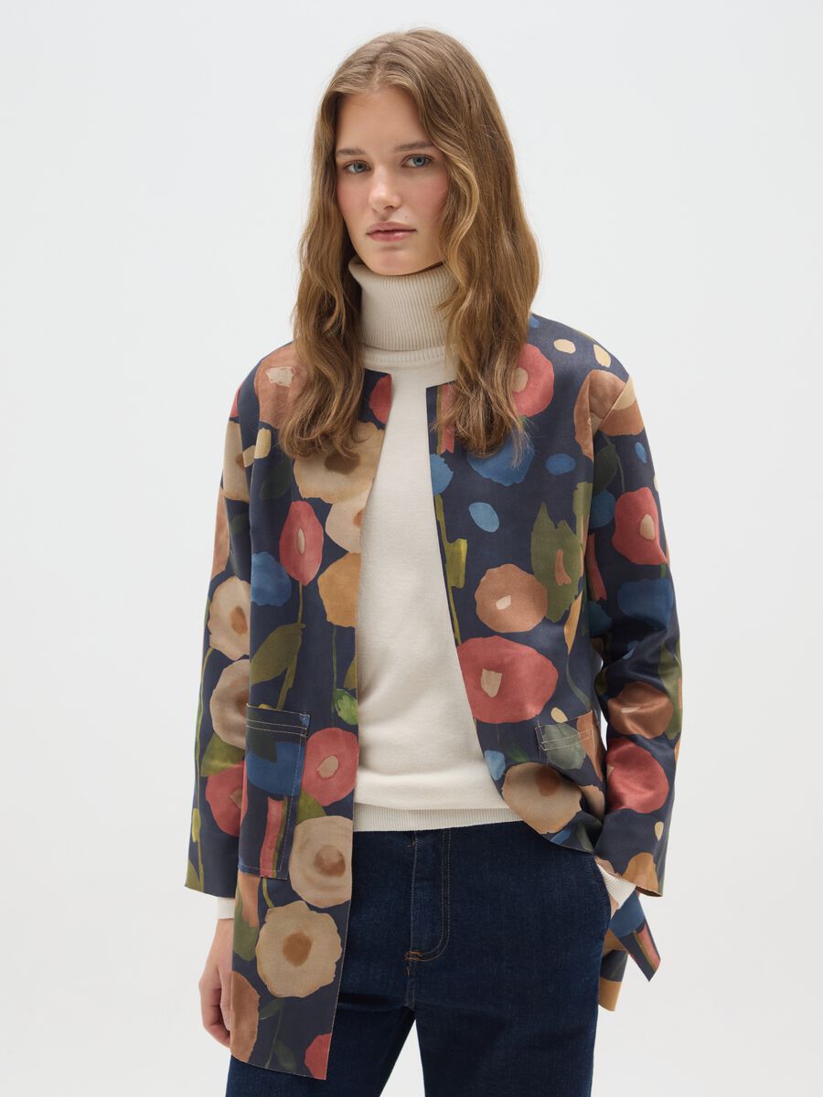Blazer multicolor regular fit con fiori_0