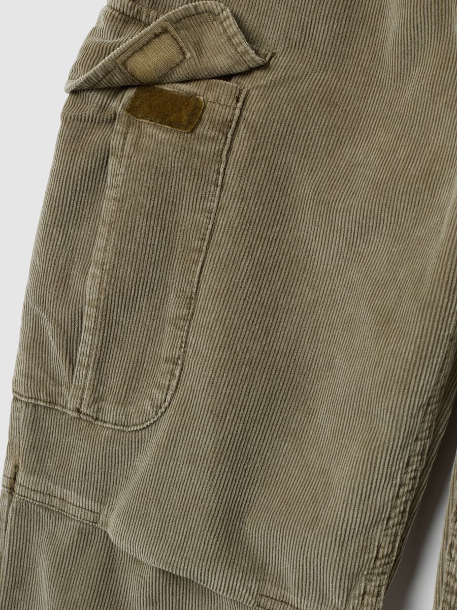 Pantaloni cargo in puro cotone beige regular fit_1