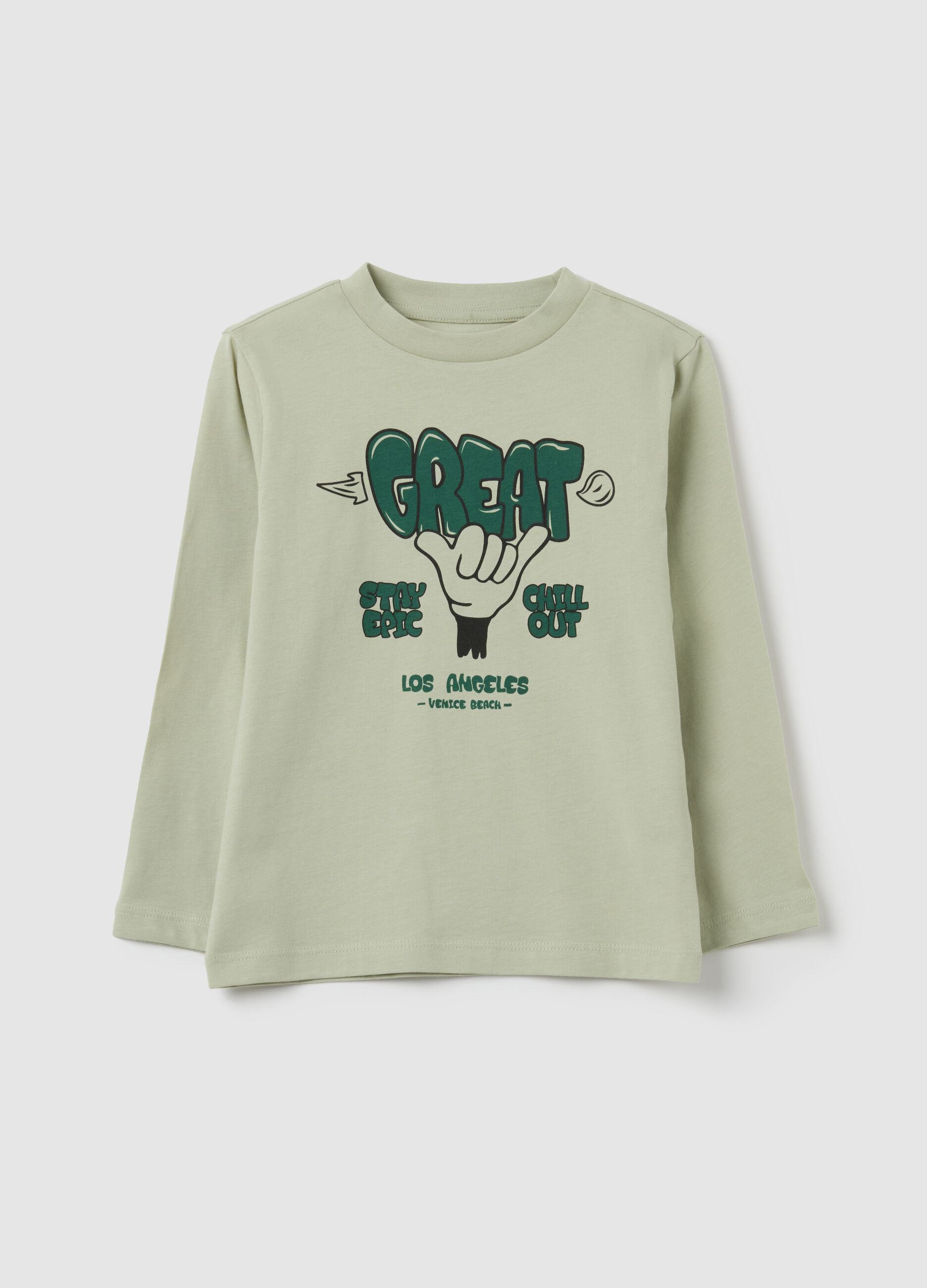 Children's green pure cotton regular fit jumper