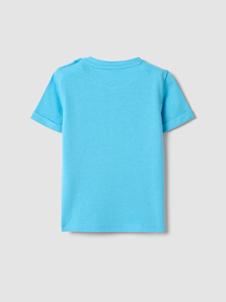 Light blue short-sleeve pure cotton T-shirt with appliqu&eacute; boat_1