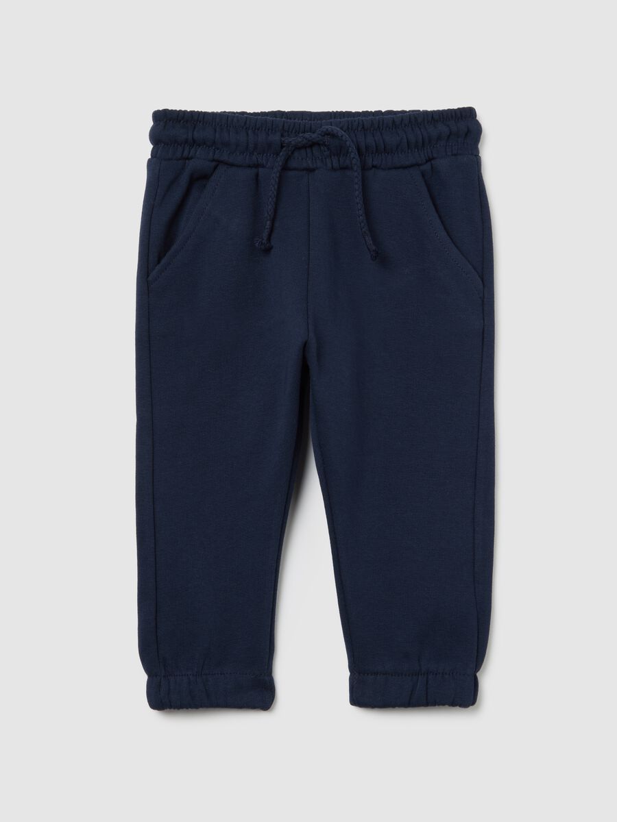 Regular fit blue cotton kid's joggers_0