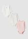 Tripack body rosa e bianchi in puro cotone organico a girocollo_0