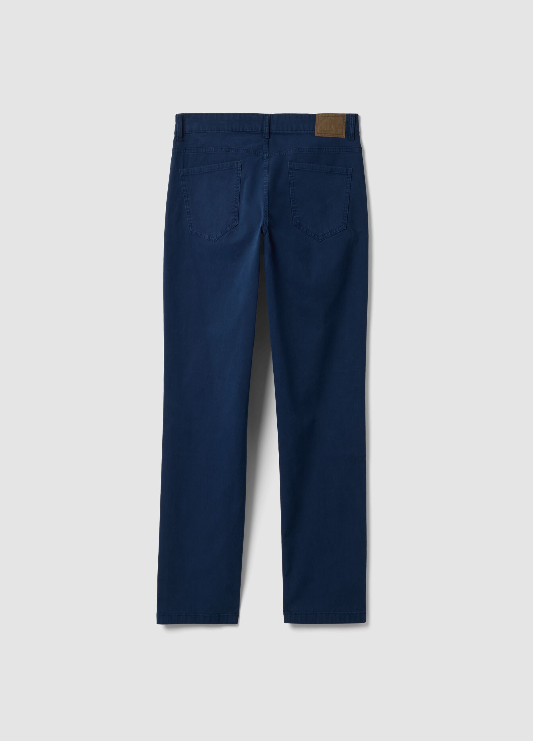 Blue five-pocket stretch cotton trousers