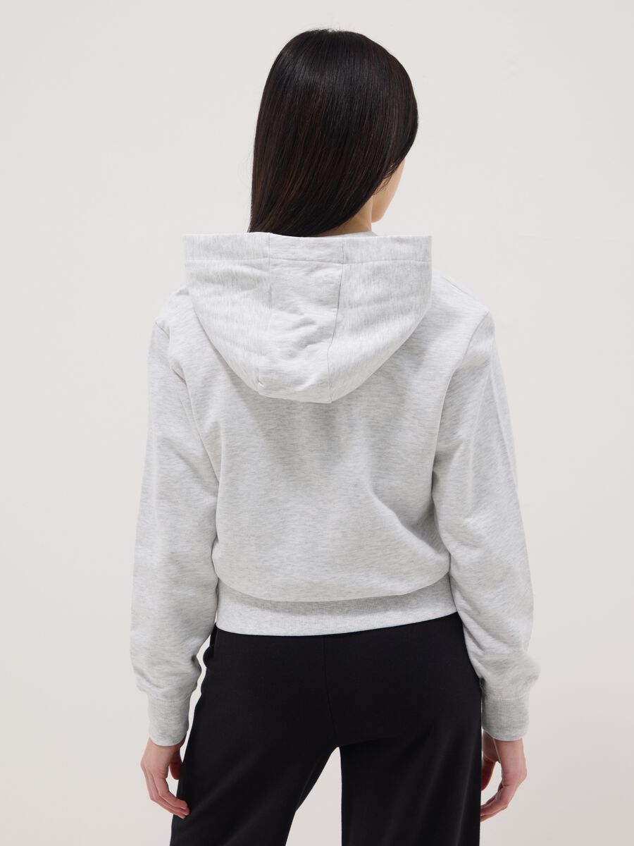 Felpa in puro cotone grigia per ragazze regular fit con zip_2