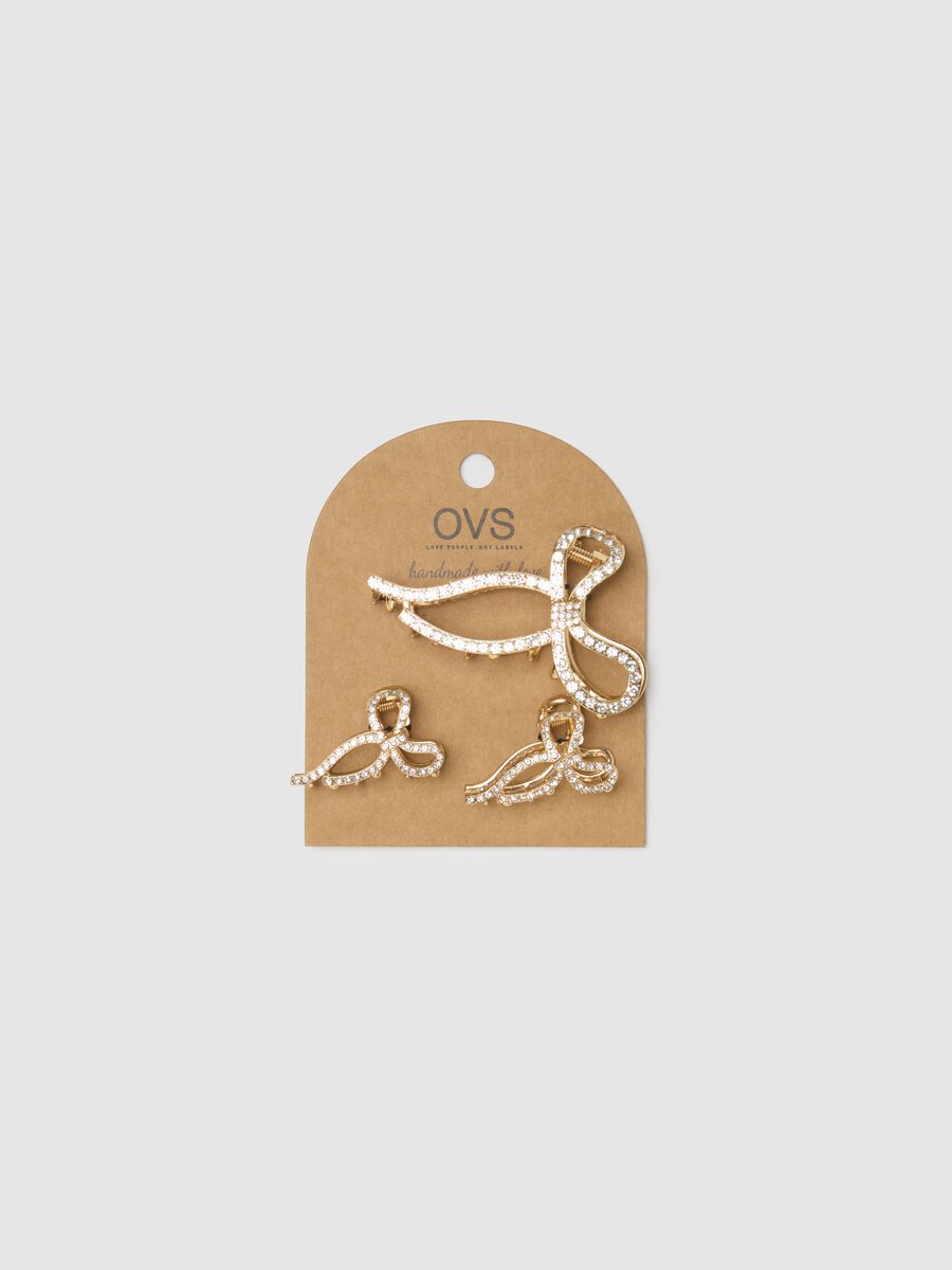 Golden hair accessory tripack with rhinestones_0