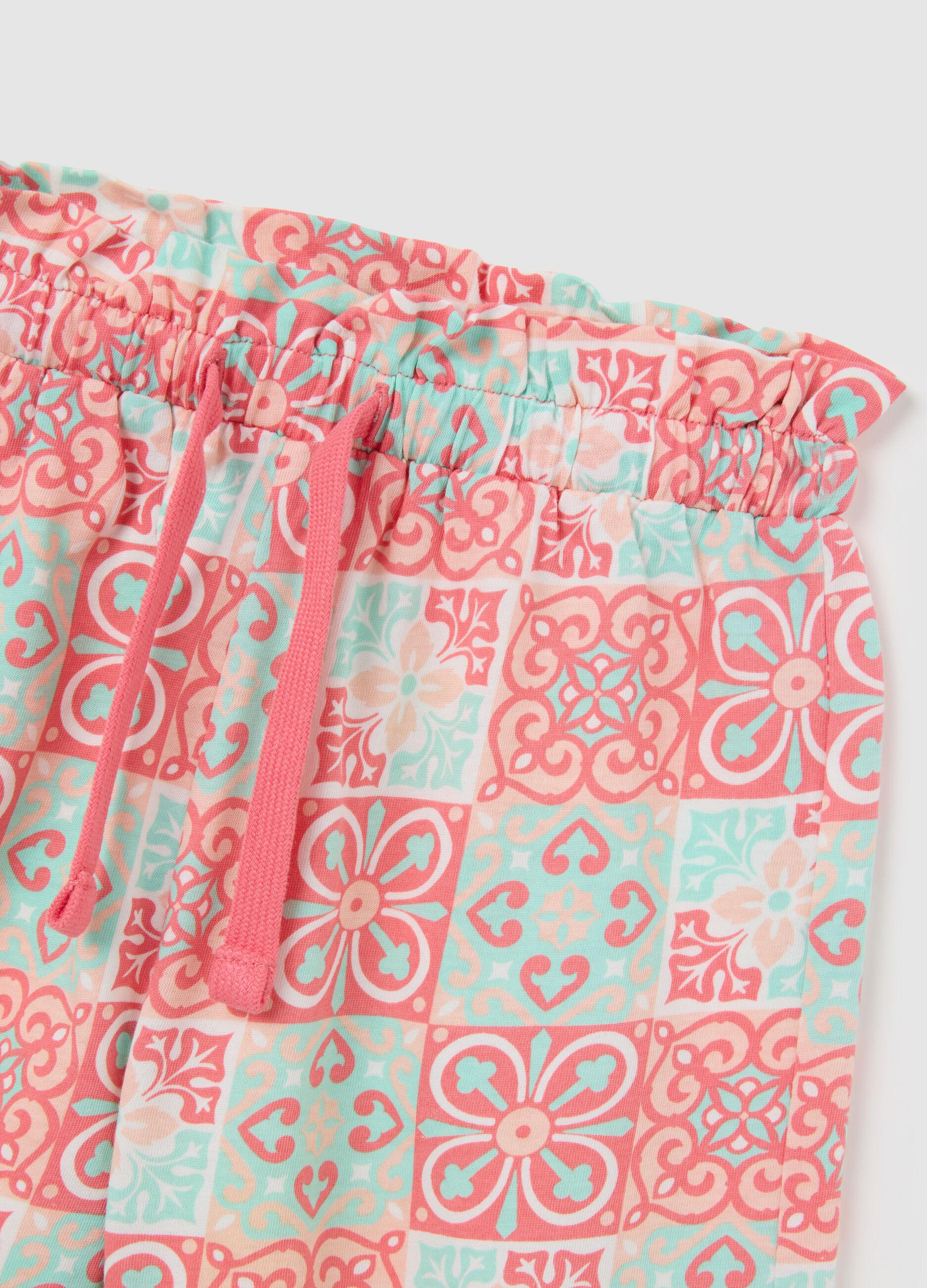 Girls' pure cotton multicolour regular fit shorts set