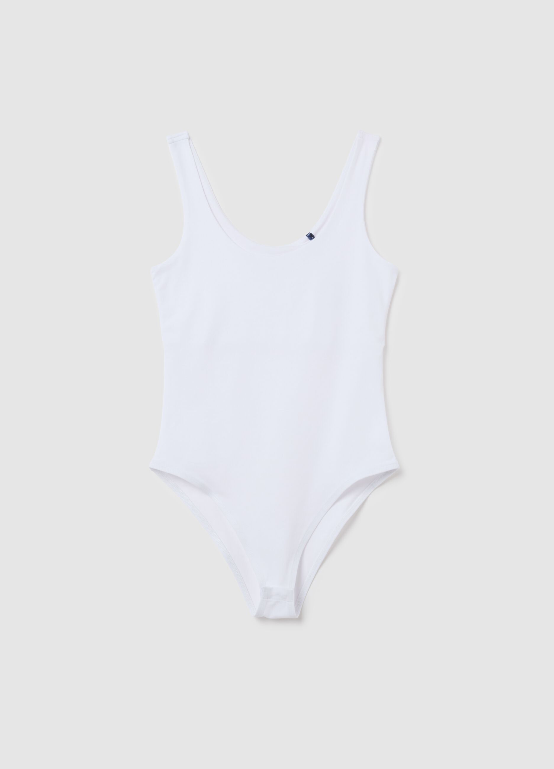 Women's white regular fit stretch cotton bodysuit