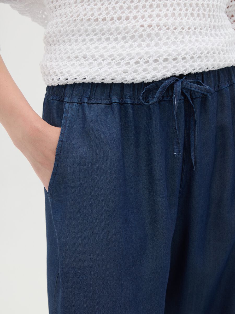 Women's blue pure viscose trousers, regular fit_2