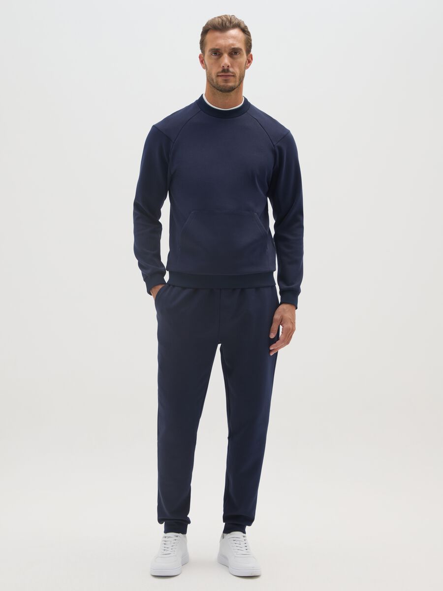 Pantaloni sportivi blu in cotone elasticizzato _0