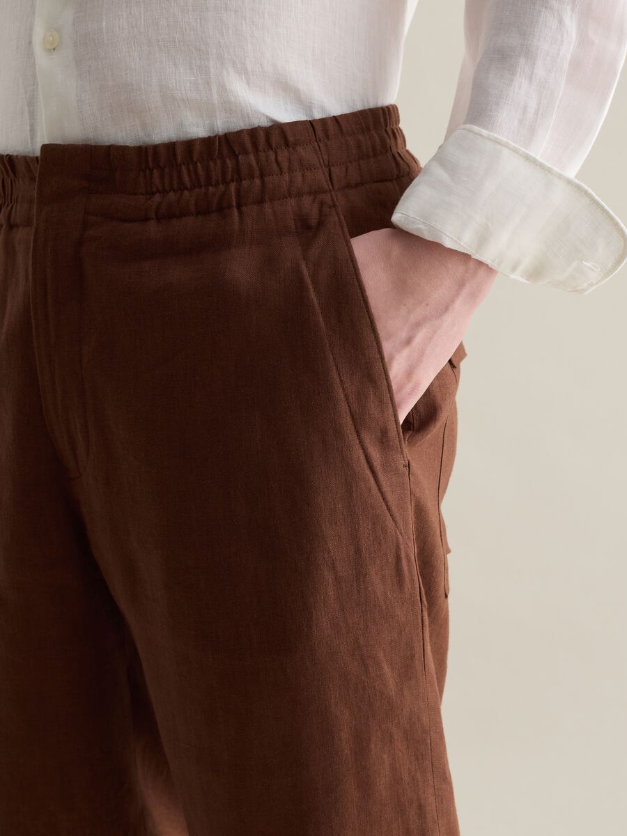 Linen Bermuda shorts with internal drawstring_2