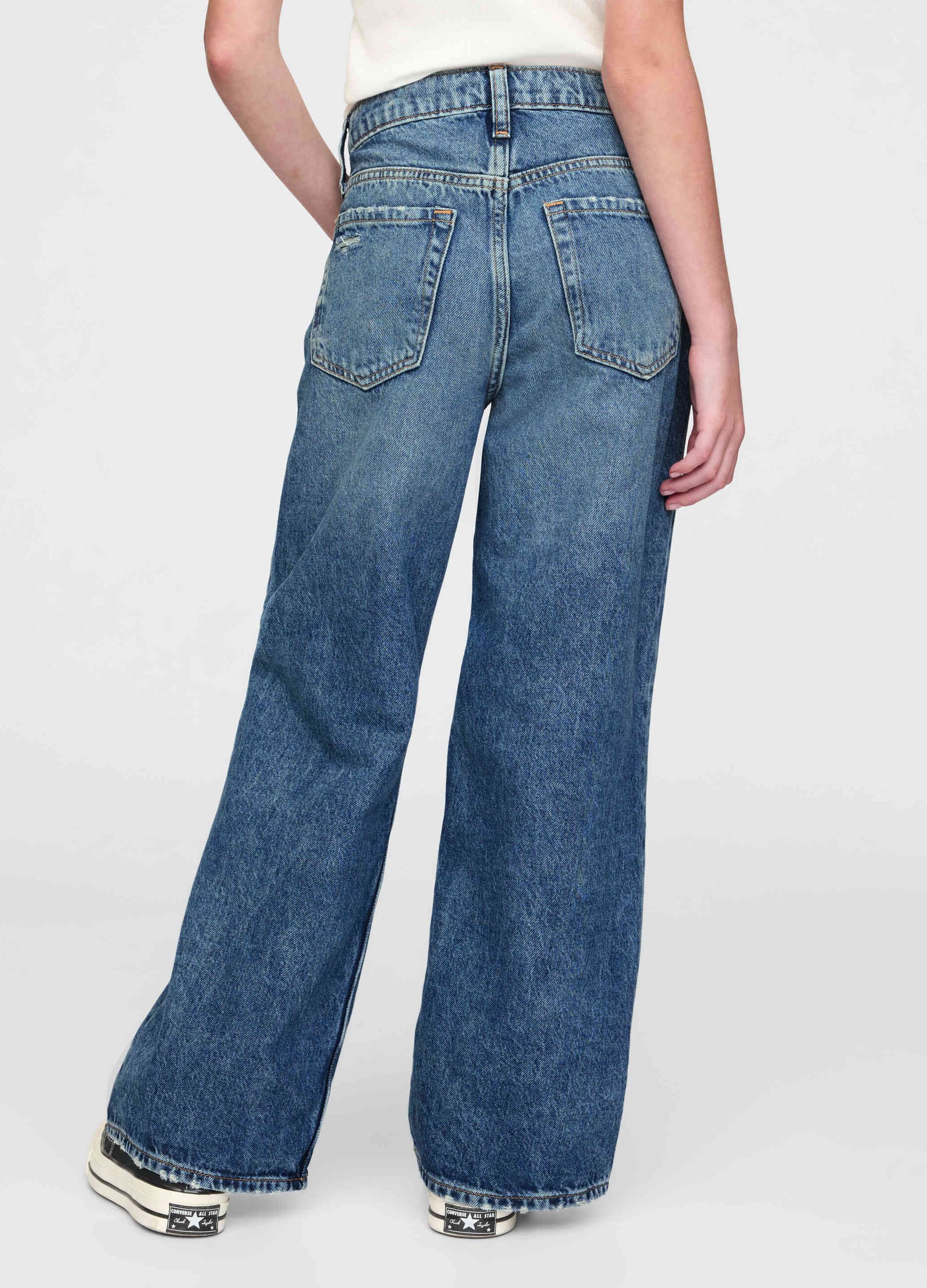 Pantaloni denim ampi in cotone per bambina