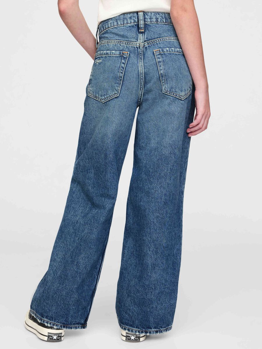 Pantaloni denim ampi in cotone per bambina_2