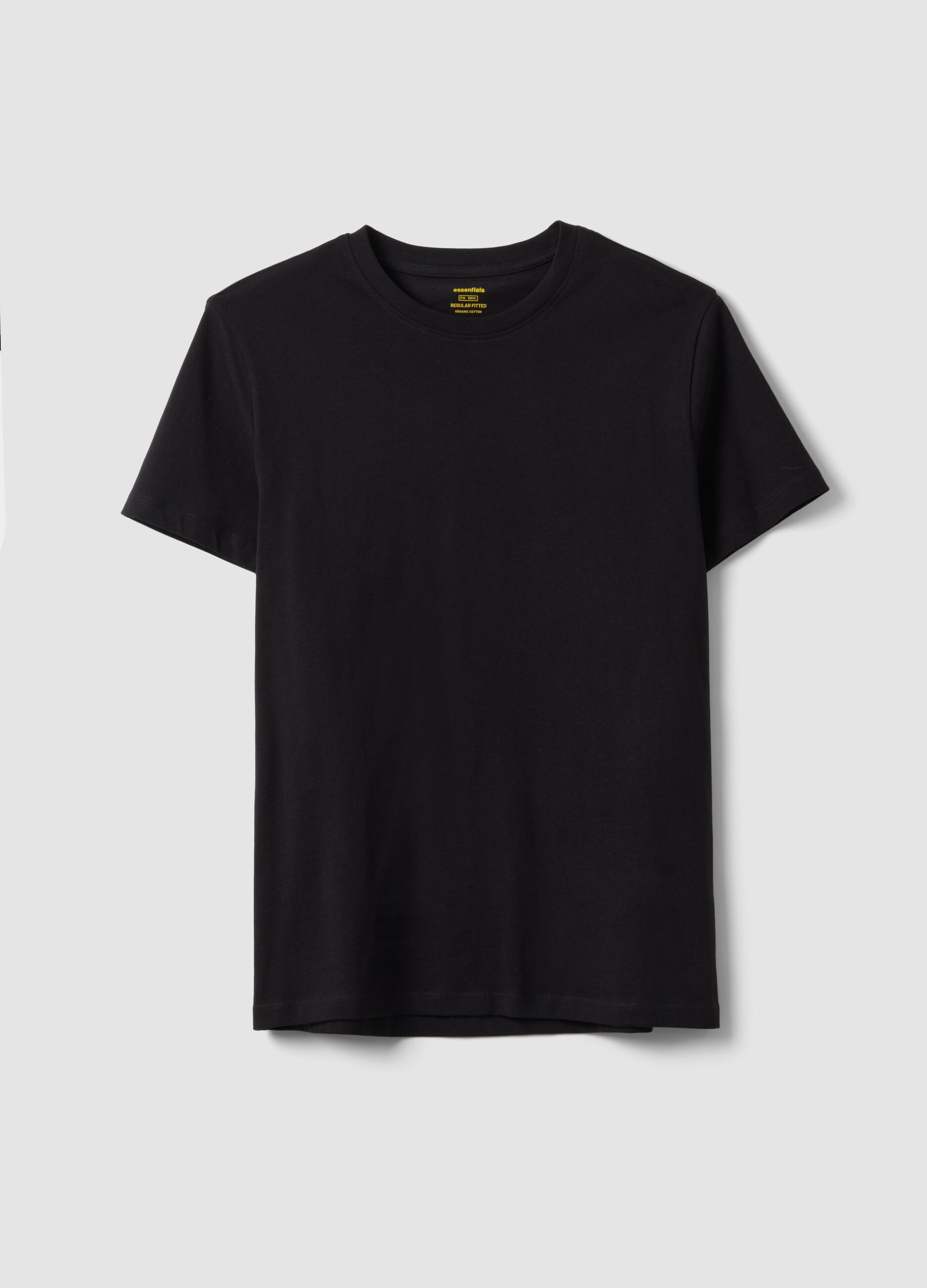 Black short-sleeve T-shirt in pure cotton