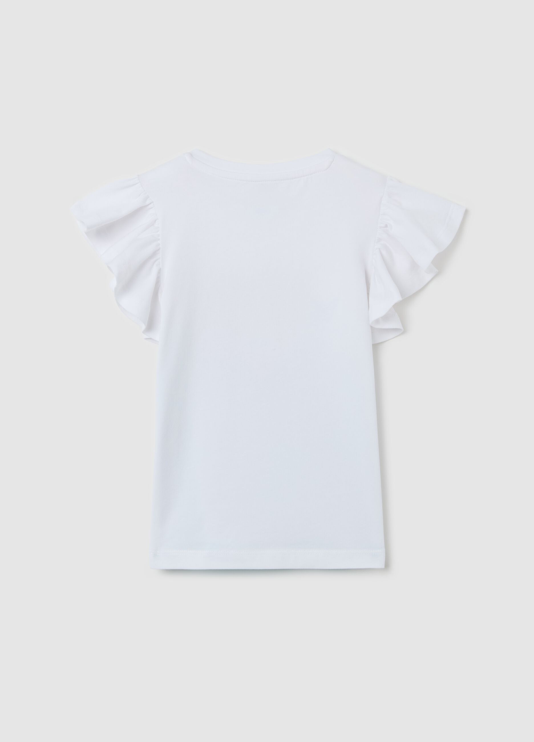 White and light blue T-shirt with Elsa and Anna print