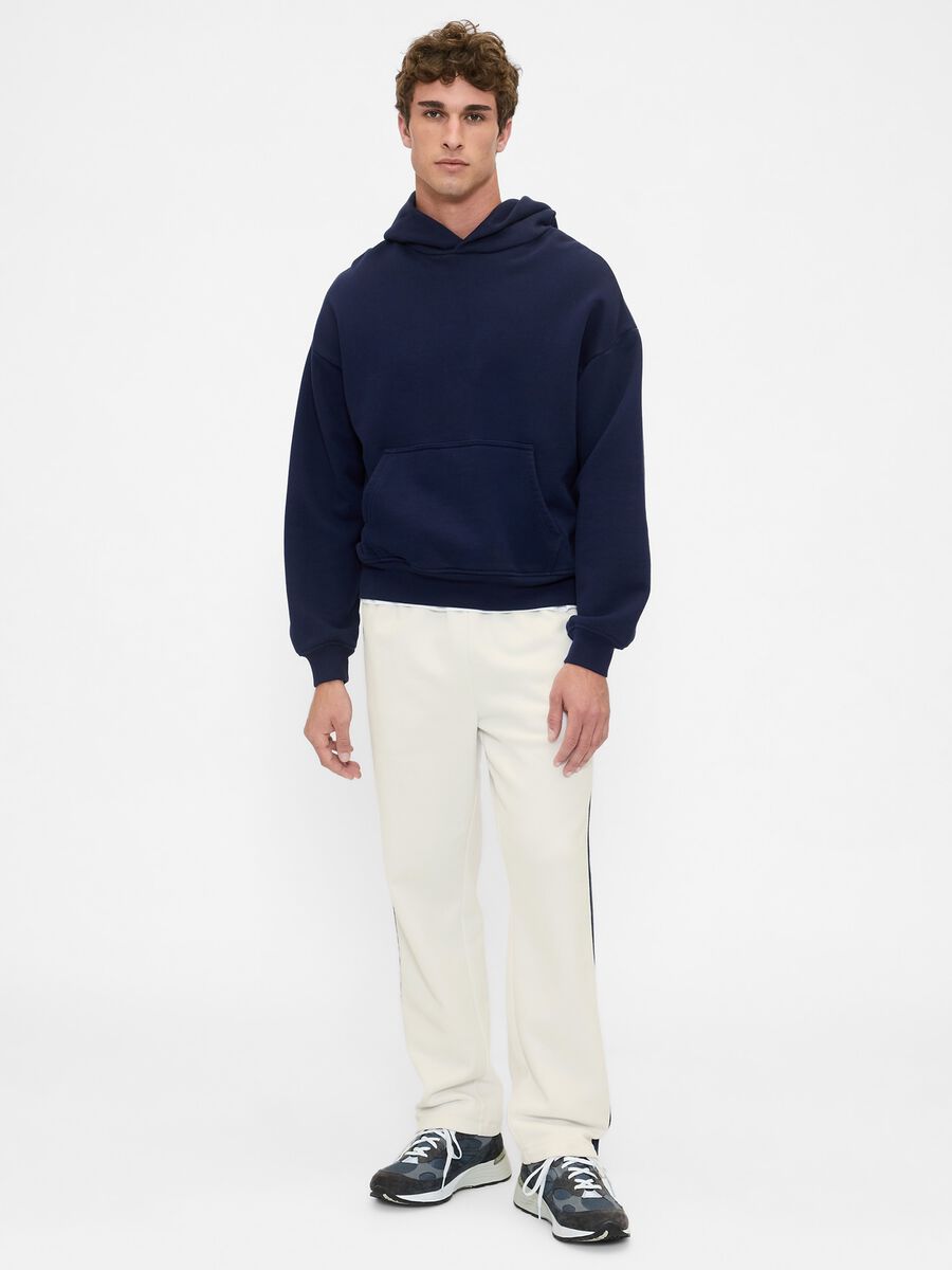 Men's White Trousers in Cotton and Polyester Blend_0