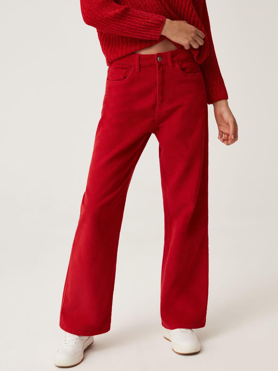 Pantaloni wide leg in corduroy Baby Angel_1