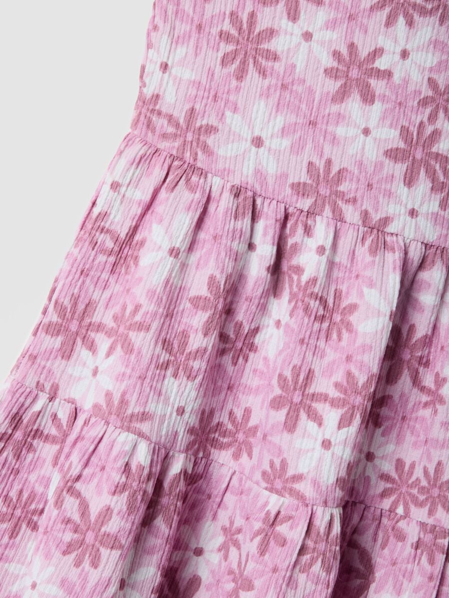 Abito rosa smanicato in tessuto elasticizzato con stampa floreale_3