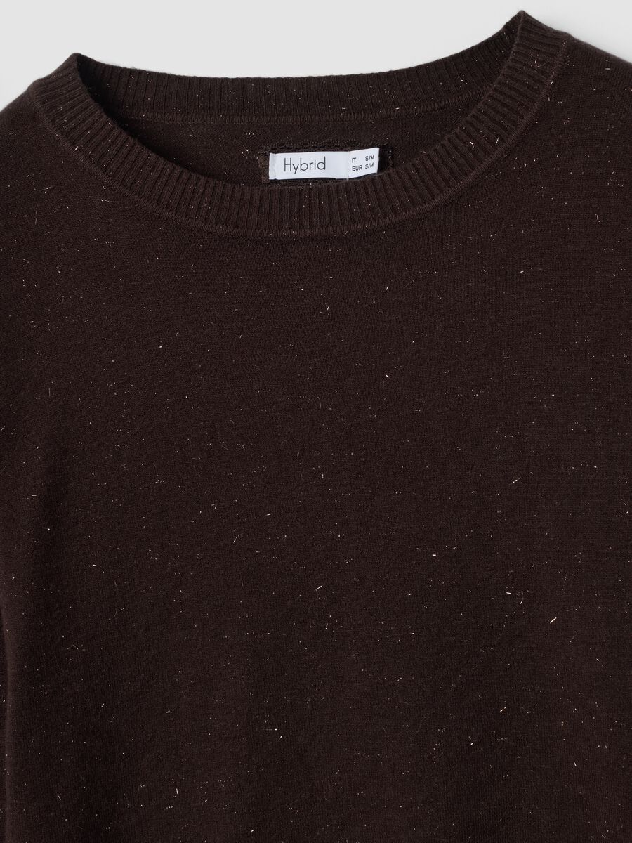 Brown viscose-blend top with m&eacute;lange yarns_1