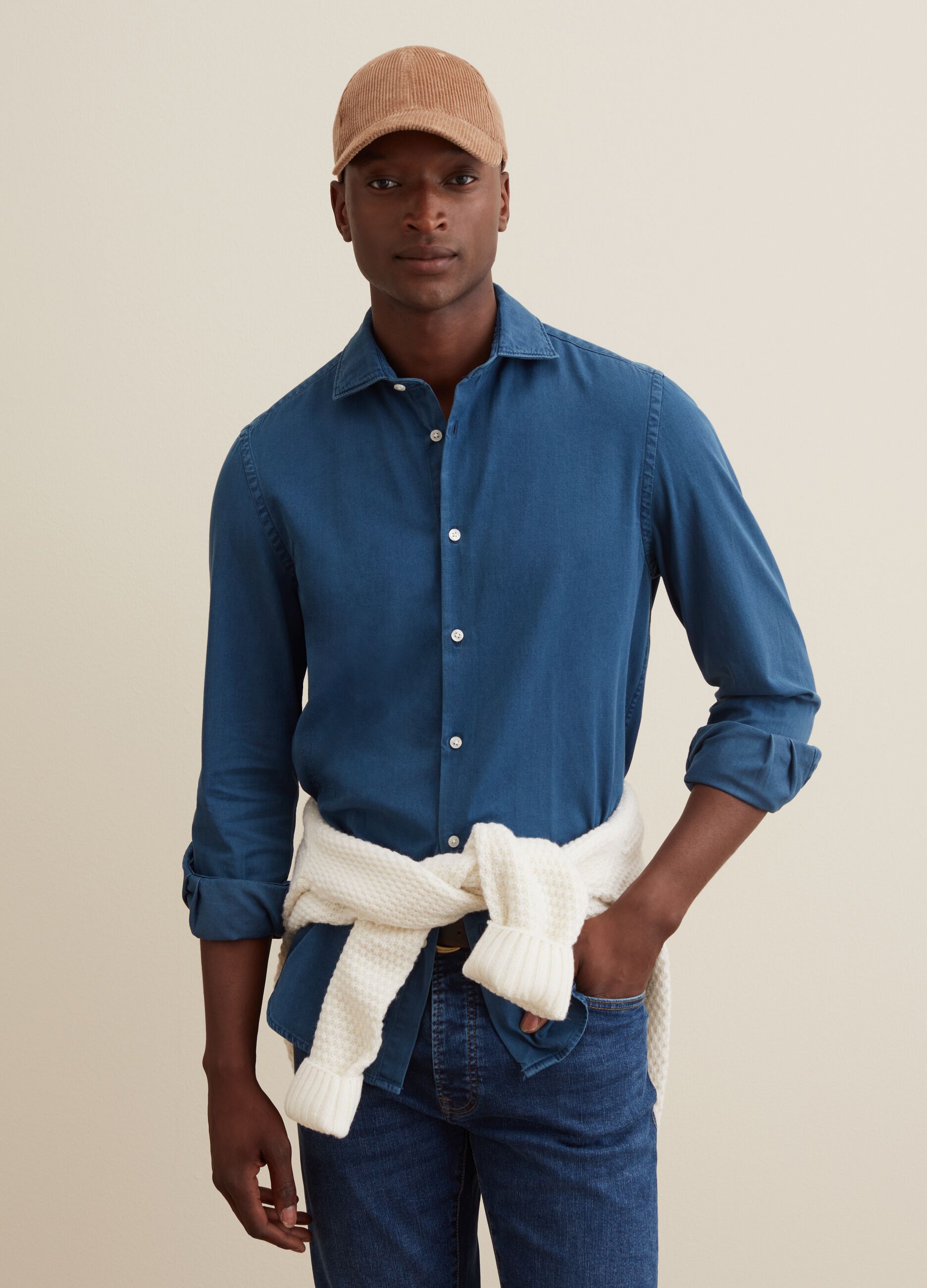 Camicia slim fit in denim_0