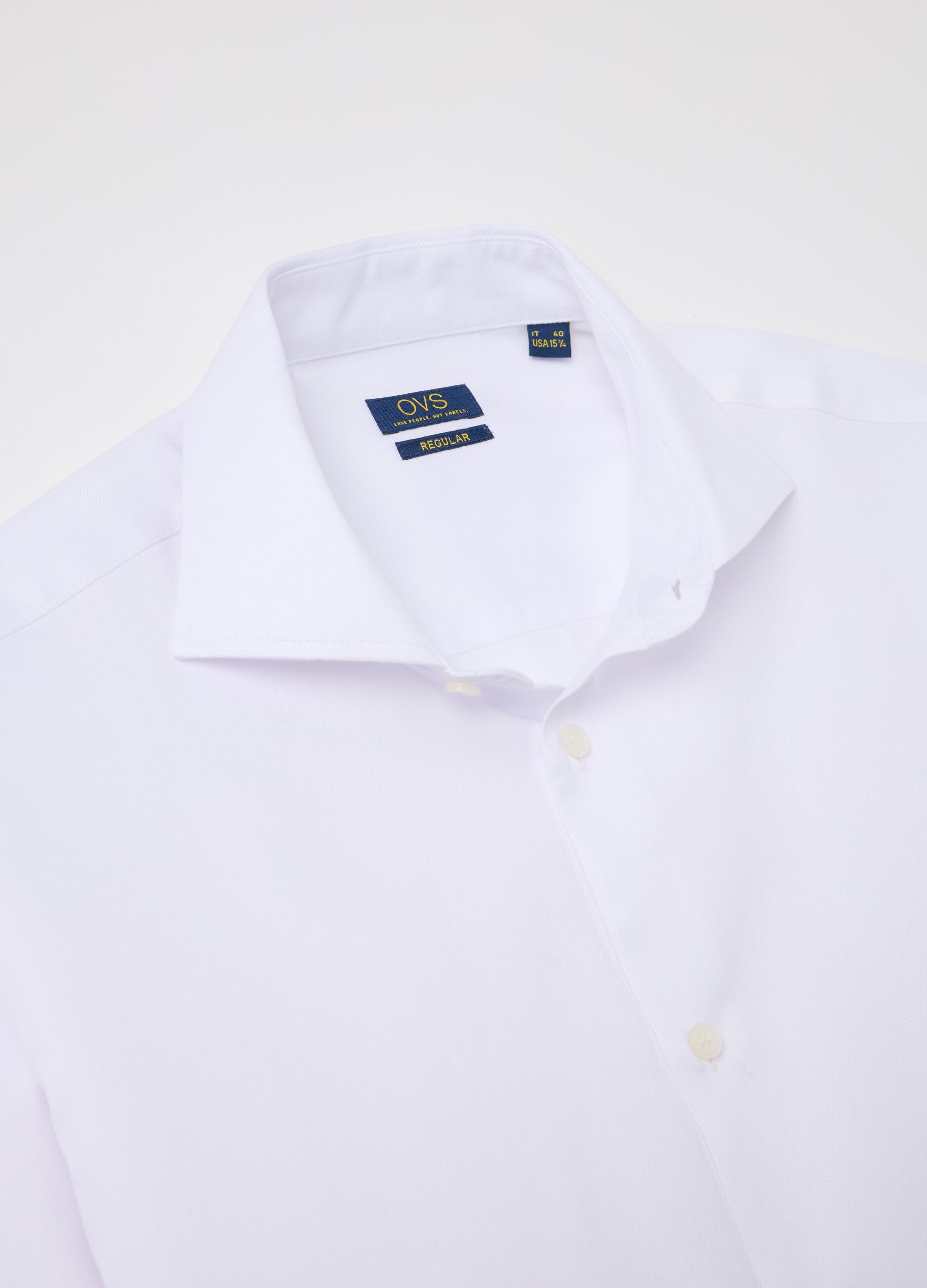 Regular-fit easy-iron shirt in white Oxford cotton