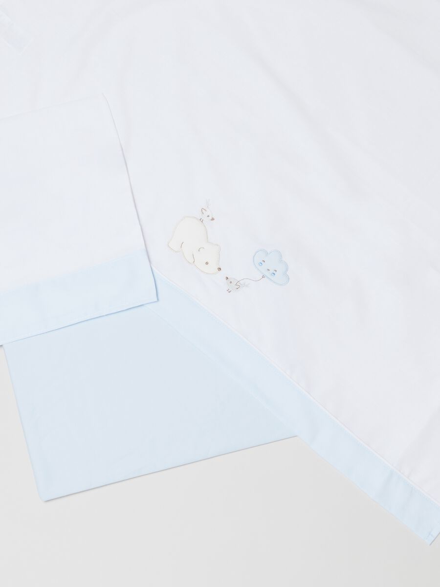 Tris culla in cotone con patch orsetto_1