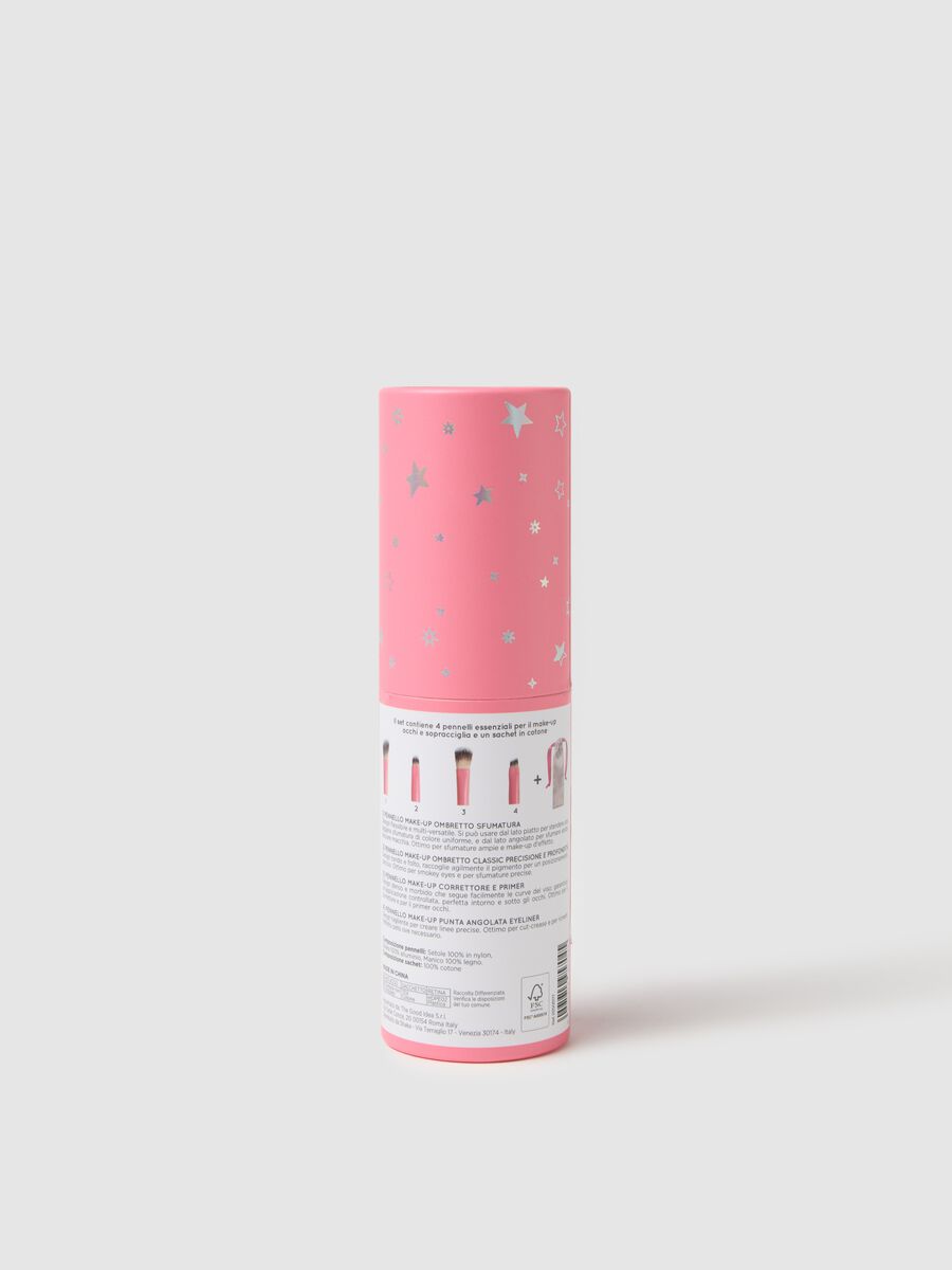 Pink essential eye brush set - kit with 4 brushes for eyes and eyebrows_1