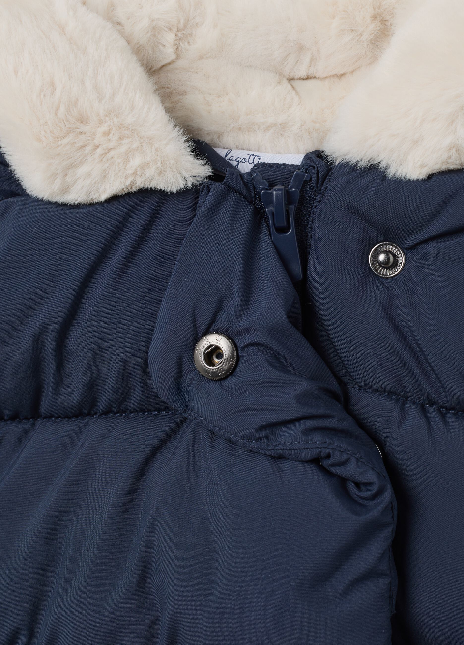 Girl's blue regular fit hooded jacket