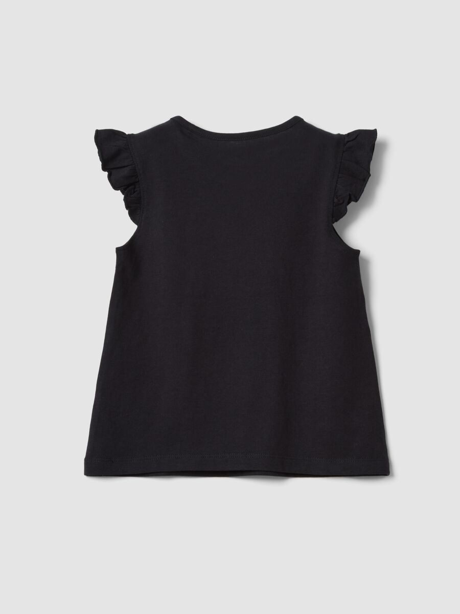 Black organic cotton tank top with frills_1