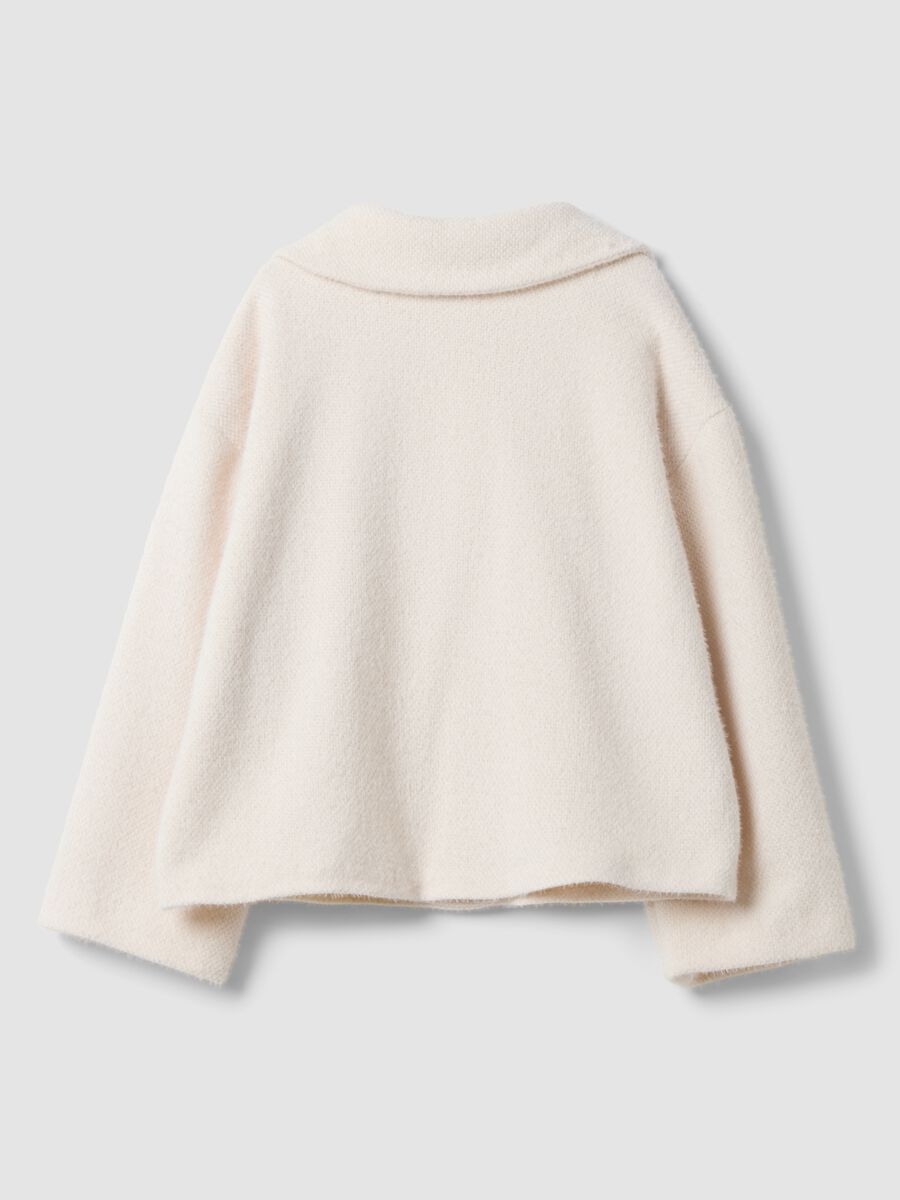Cappotto bianco regular fit con collo ampio e bottoni_2
