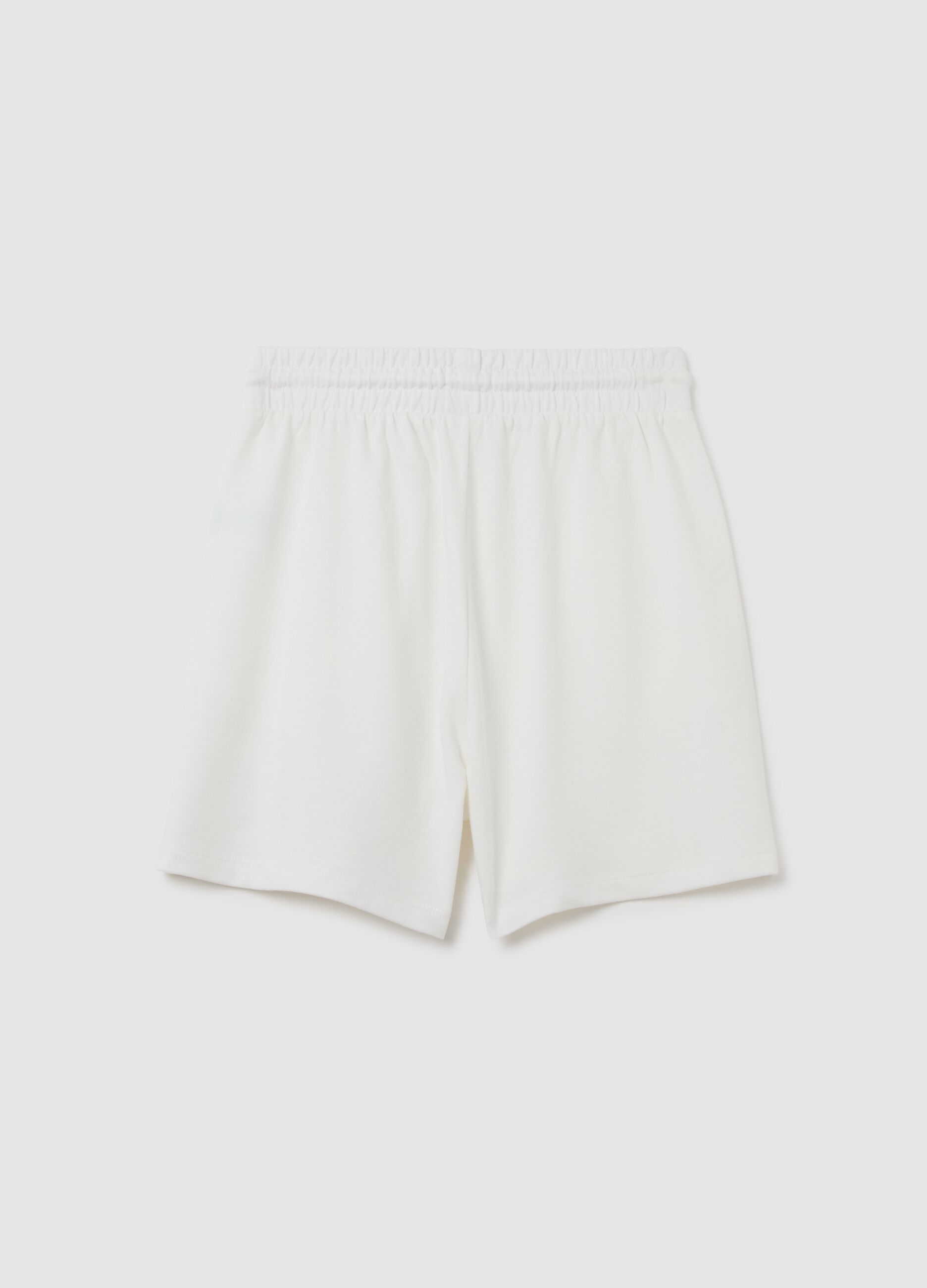 Girls' pure white cotton regular fit shorts