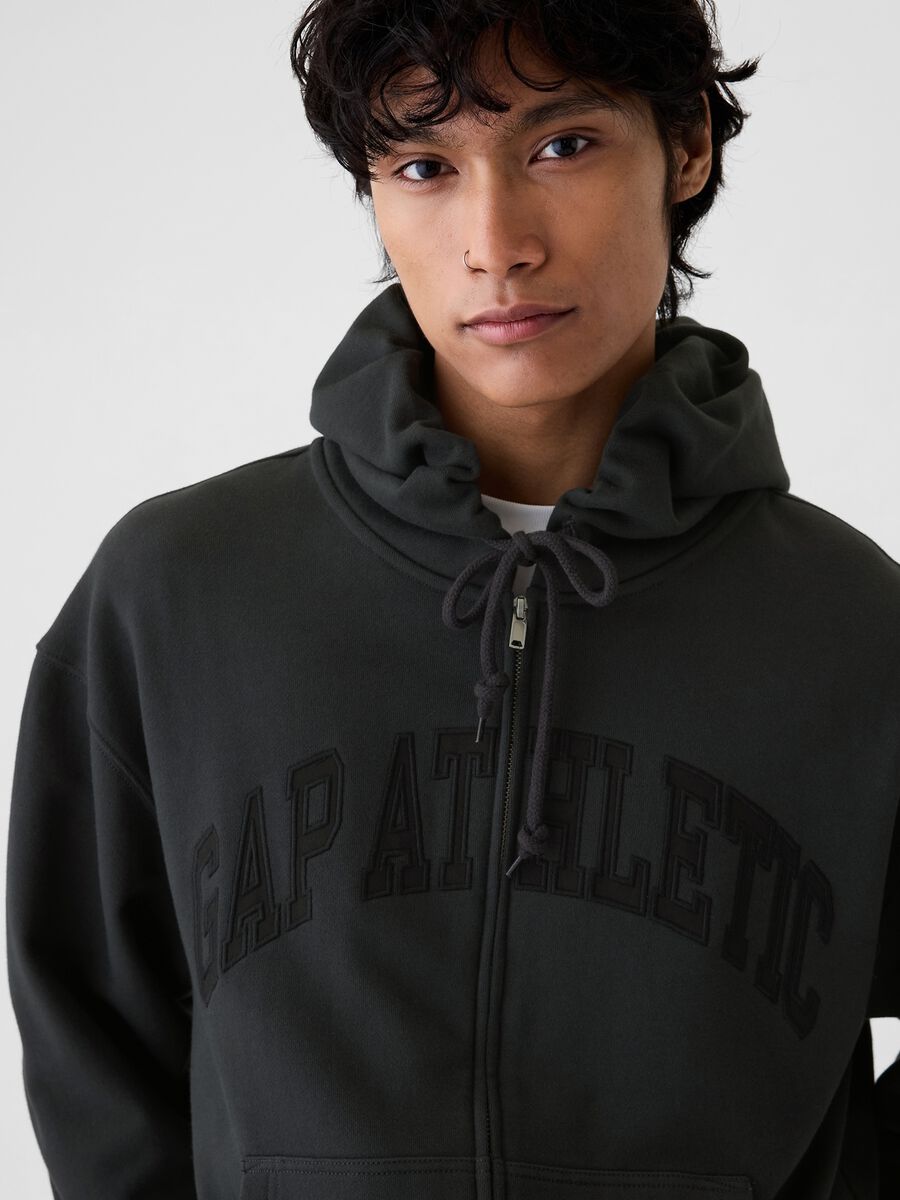 Full-zip sweatshirt with hood and logo embroidery_3
