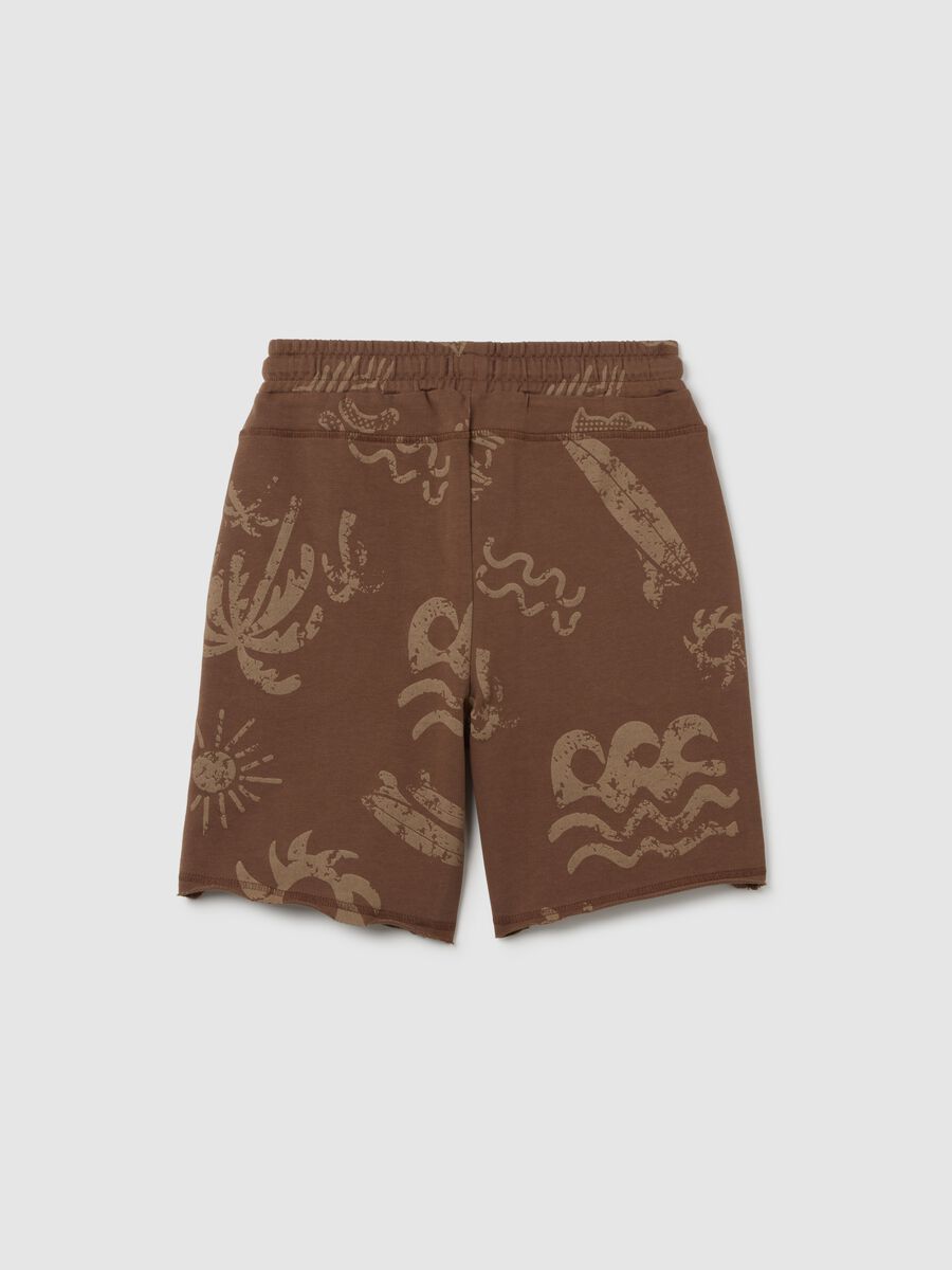 Bermuda da ragazzo in puro cotone marroni con stampa regular fit_4