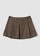 Brown flared skirt with pleats and structured belt_0