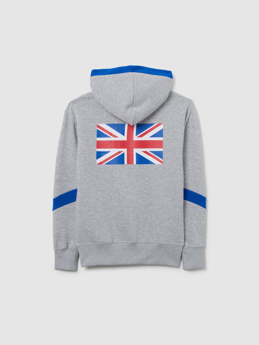Felpa da bambino in misto cotone grigia regular fit con cappuccio_1