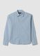 Blue checked pure cotton poplin shirt, cropped oversized fit_0