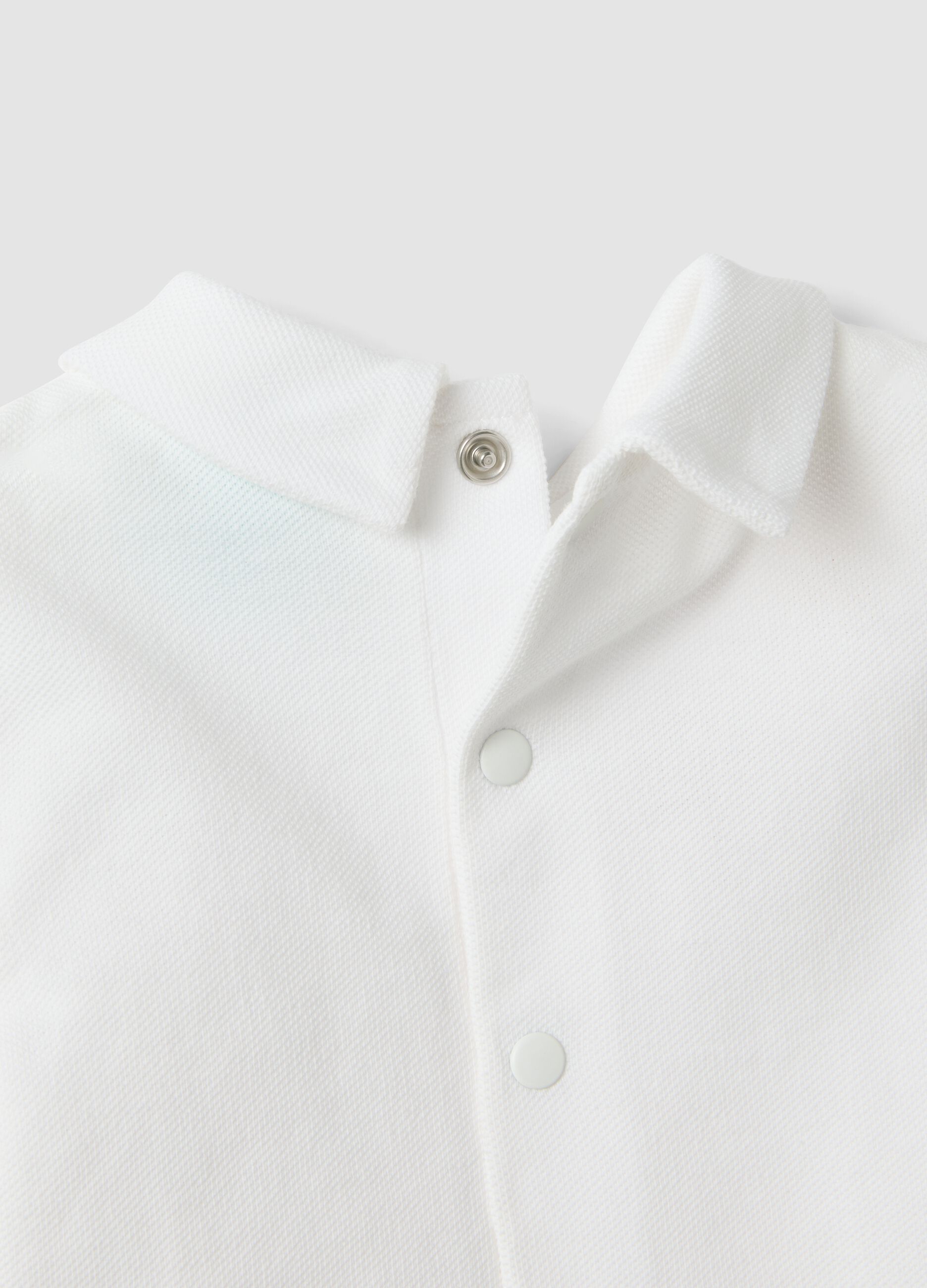 White pure organic cotton romper with collar for babies