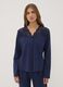 Maglia pigiama blu con scollo a V in cotone, lyocell e lana elasticizzata_0