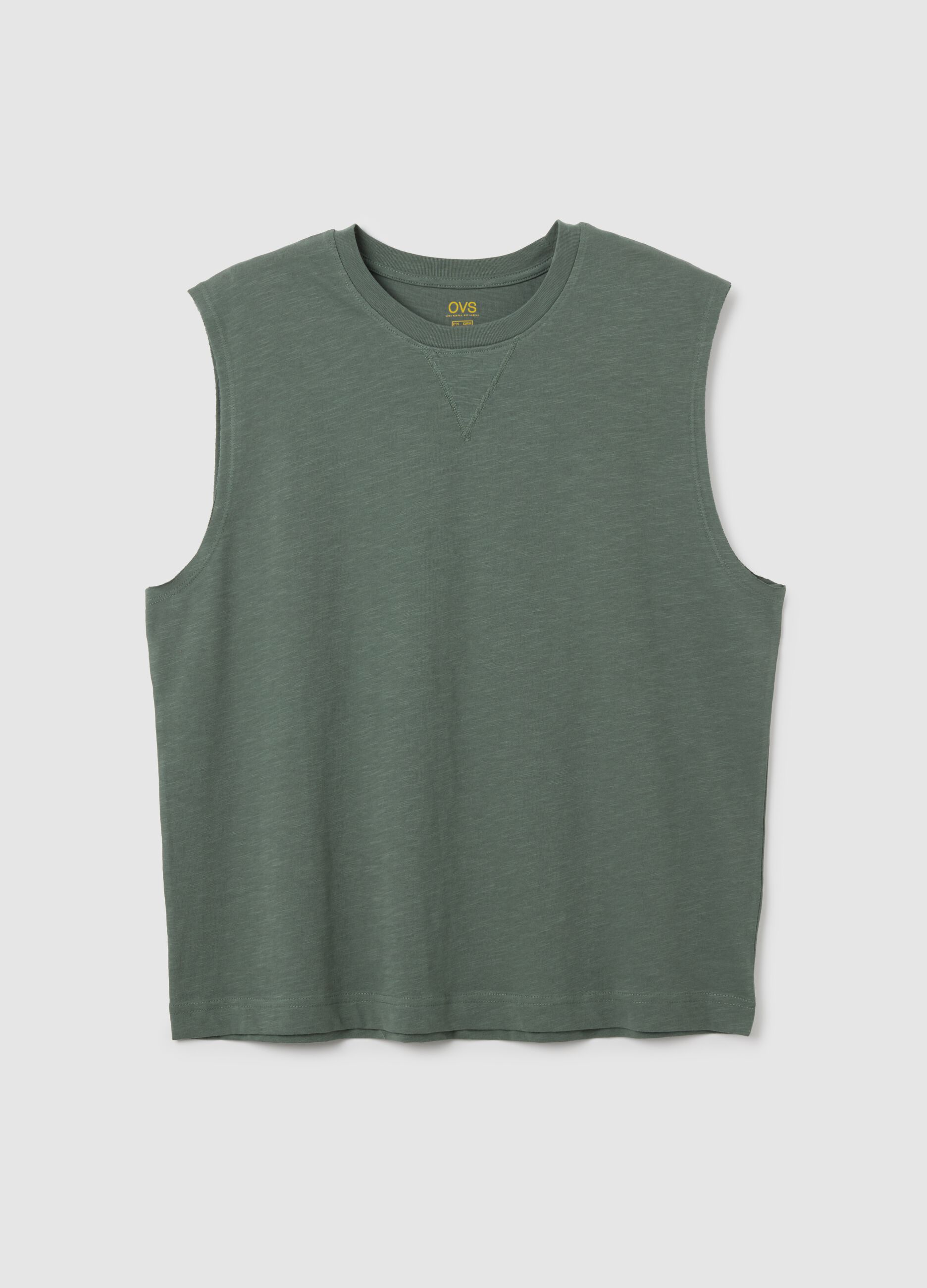 Canotta da uomo in puro cotone verde relaxed fit