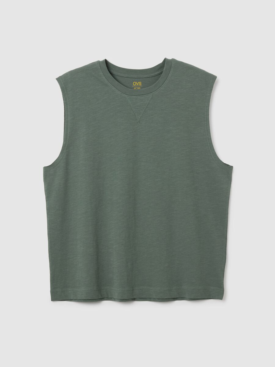Men's Green Pure Cotton Vest - Relaxed Fit_4
