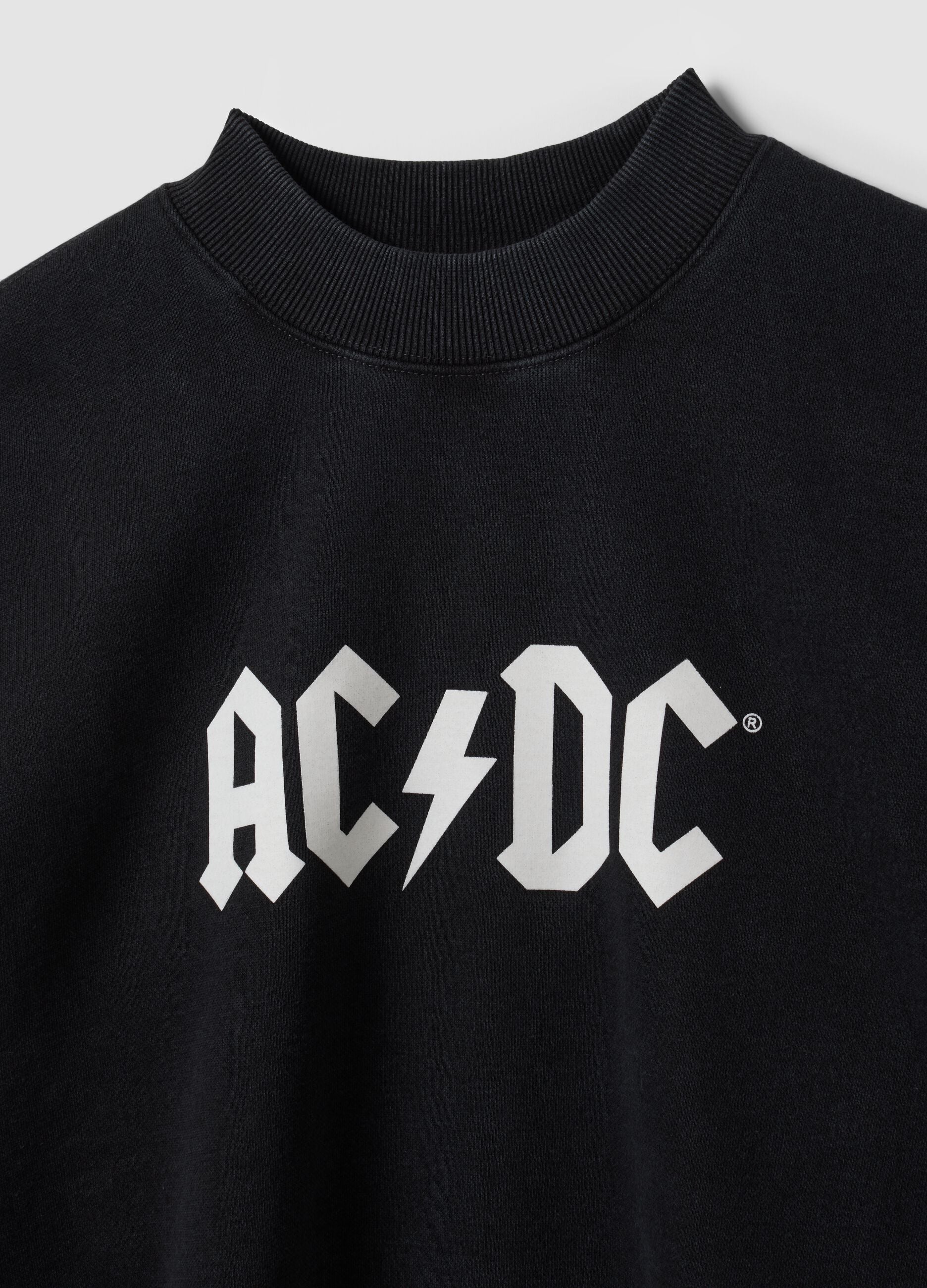 Black cotton-blend AC/DC printed sweatshirt