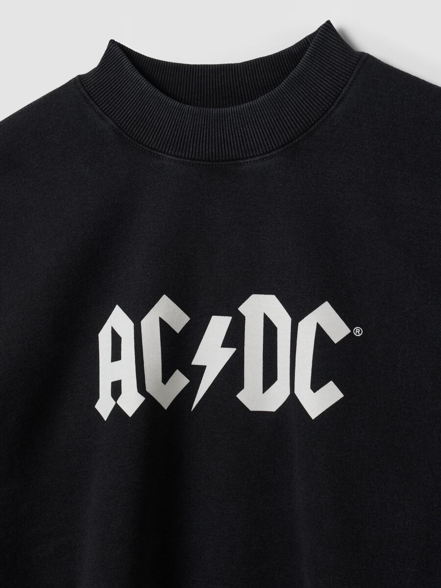 Felpa nera in misto cotone con stampa degli AC/DC_1